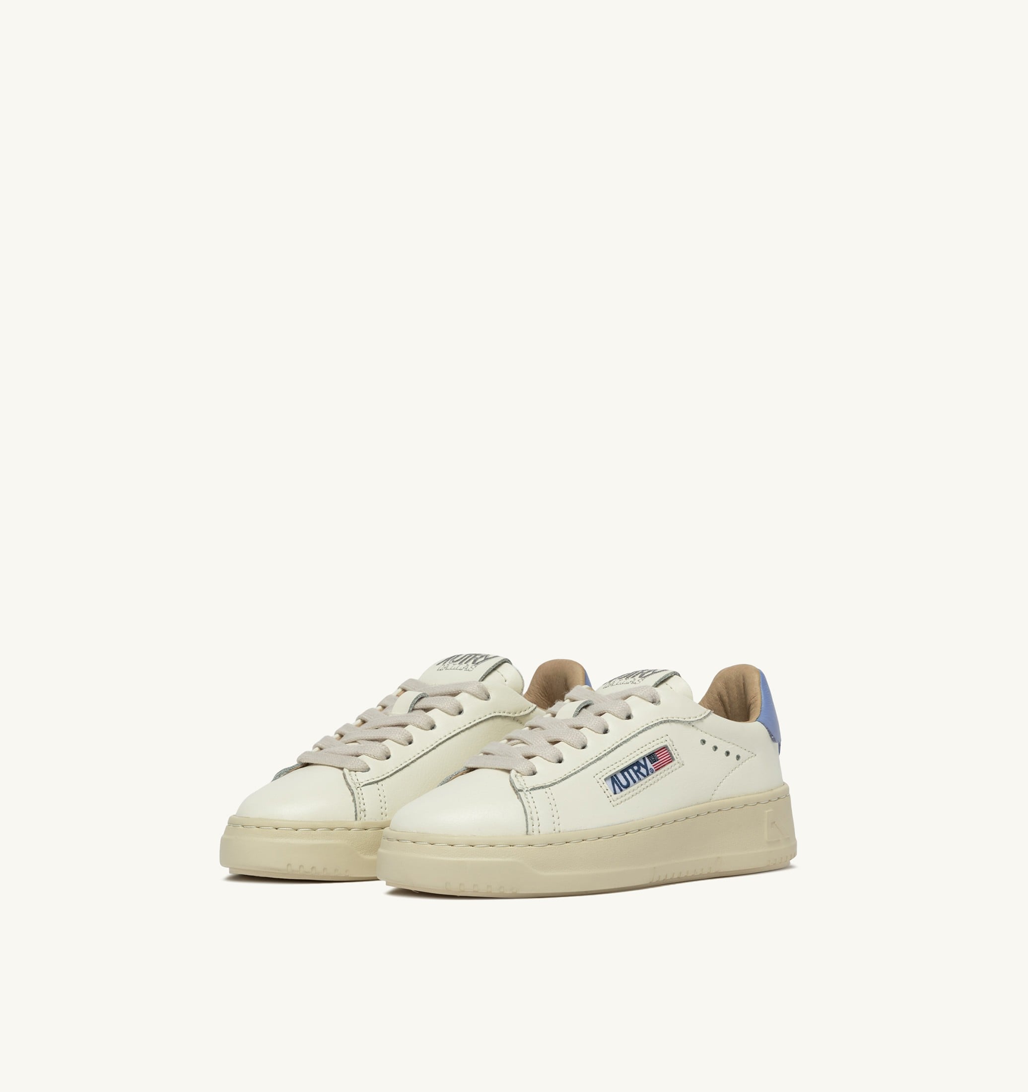 BASKETS DALLAS KIDS LOW EN CUIR MARSHMALLOW ET DELLA ROBBIA BLUE