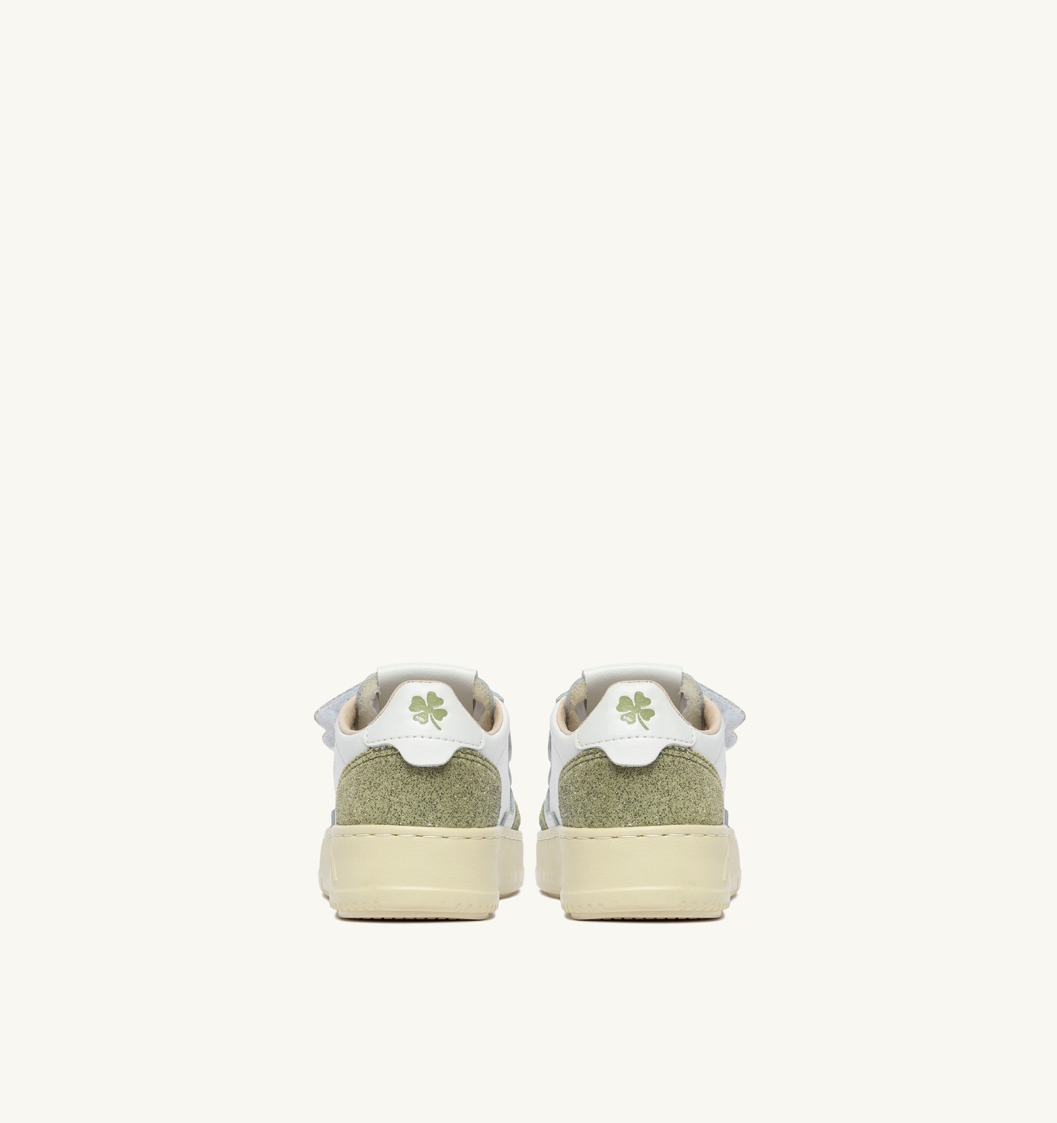 BASKETS MEDALIST KIDSTRIPES EN CUIR BLANC ET CUIR PAILLETÉ SAUGE