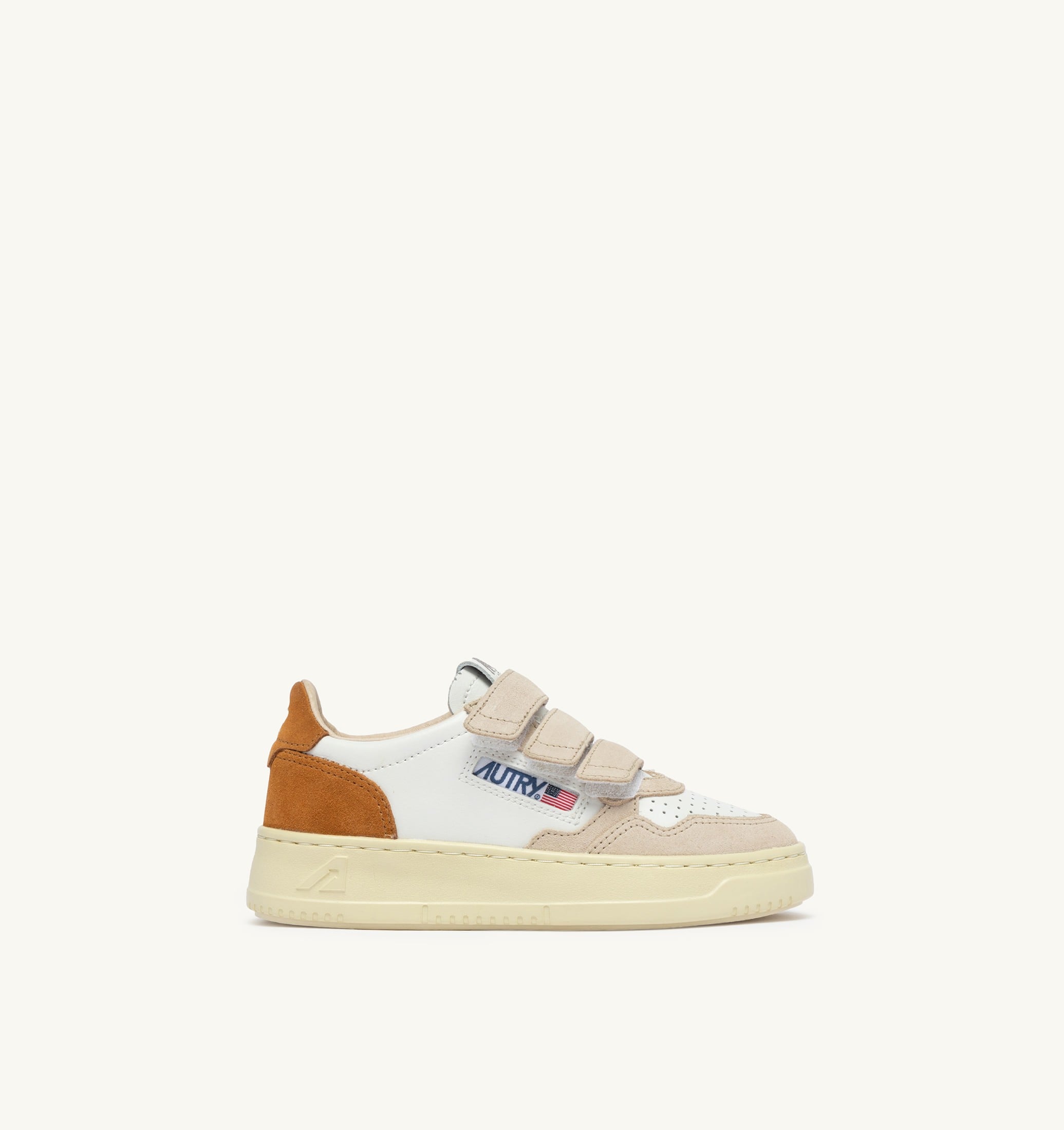 BASKETS MEDALIST KIDSTRIPES EN CUIR BLANC ET DAIM BROWN MUSCAT ET SAND