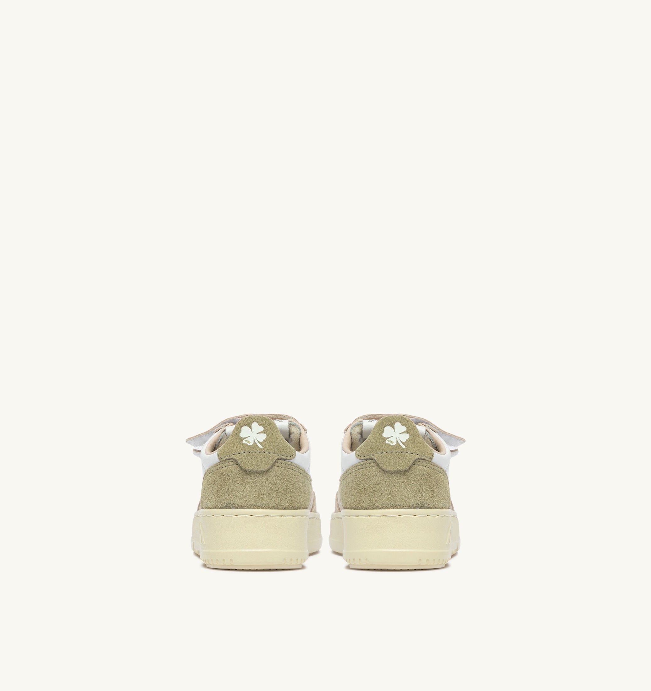 BASKETS MEDALIST KIDSTRIPES EN CUIR BLANC ET DAIM VERT ET SAND