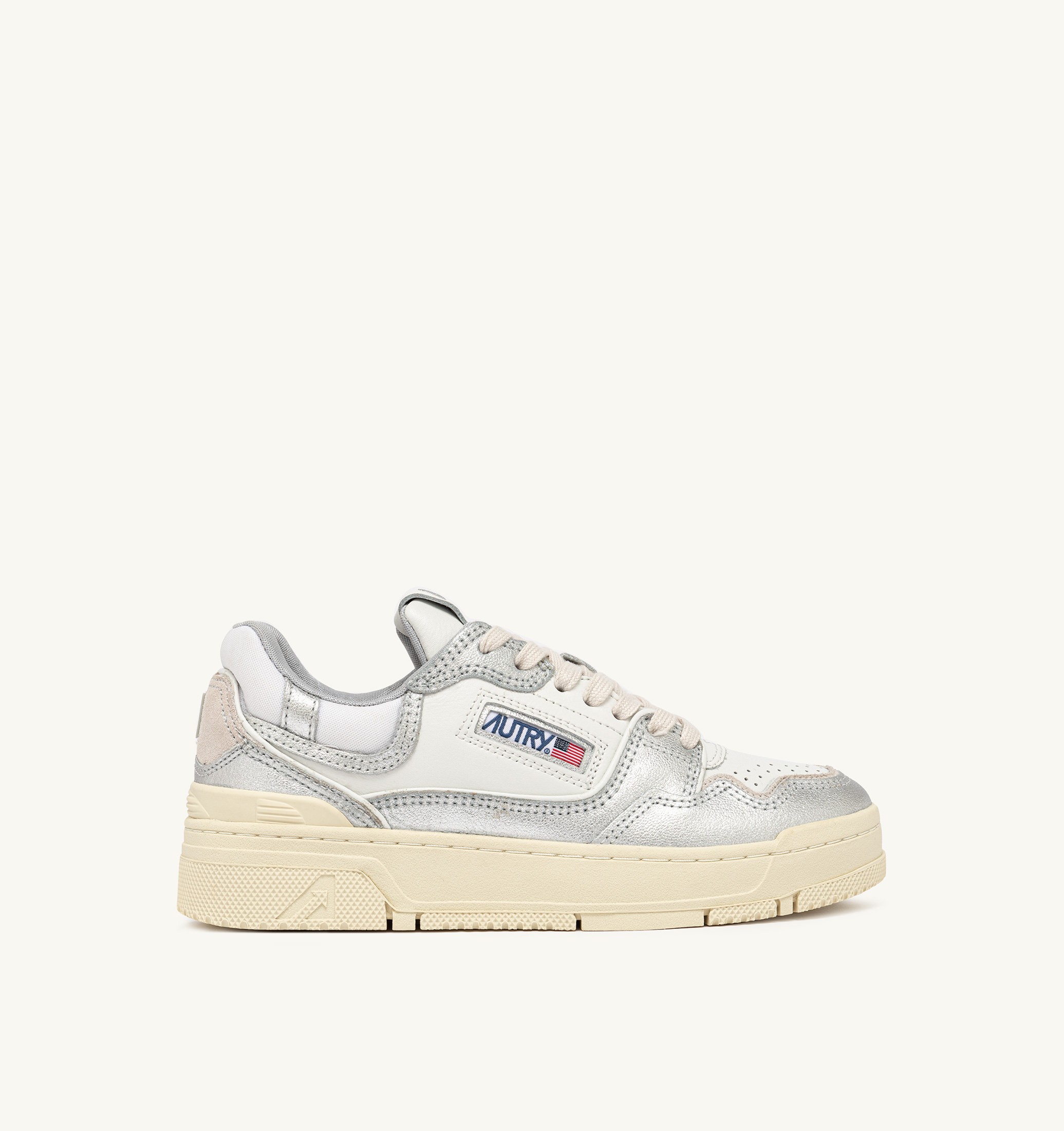 BASKETS CLC LOW EN CUIR COLORIS ARGENT