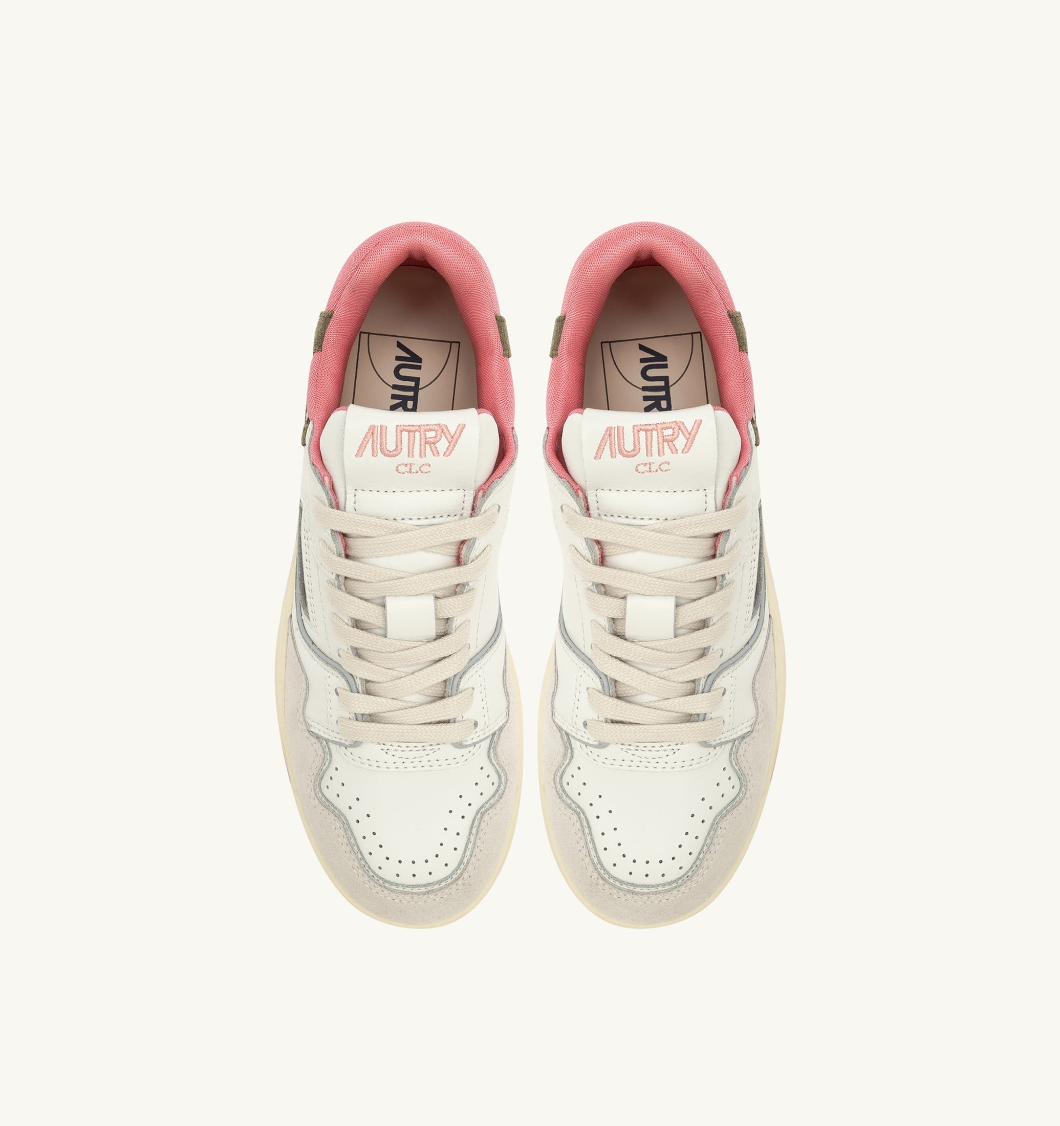BASKETS CLC LOW EN CUIR ET DAIM COLORIS BLANC ET GERANIUM