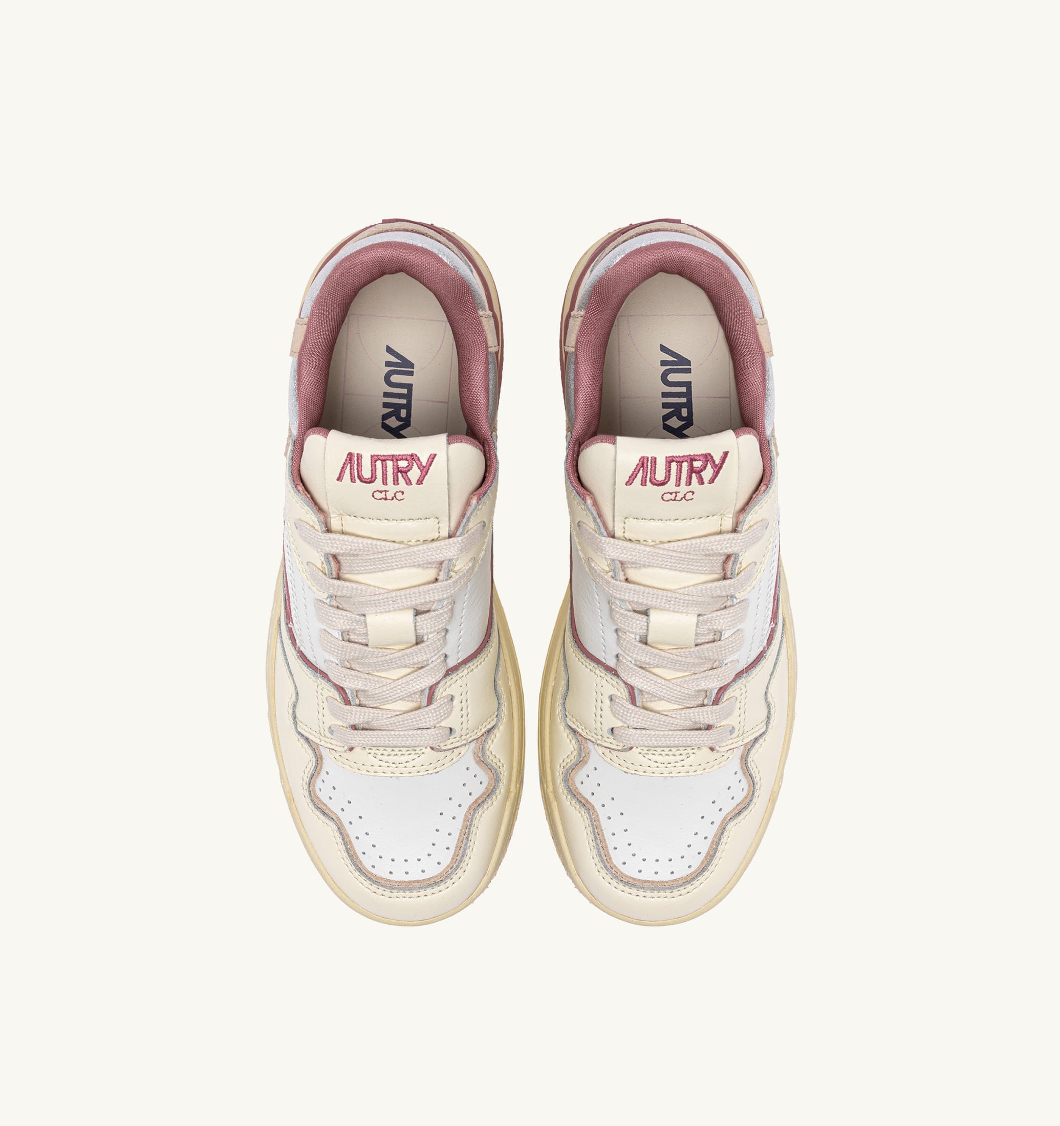 BASKETS CLC LOW EN CUIR WHISPER WHITE ASH ROSE ET SILVER