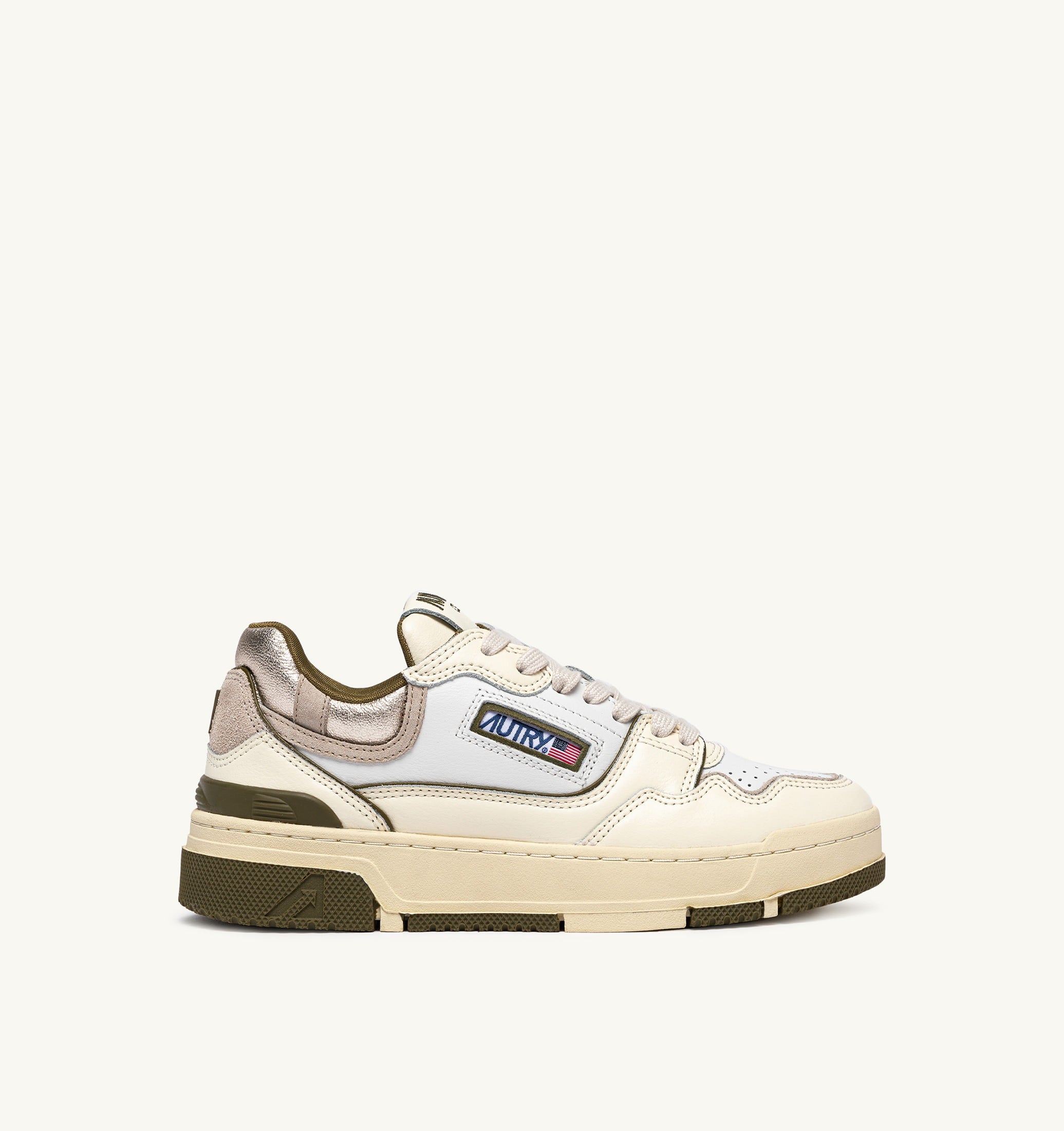 BASKETS CLC LOW EN CUIR WHISPER WHITE LIZARD ET PLATINUM