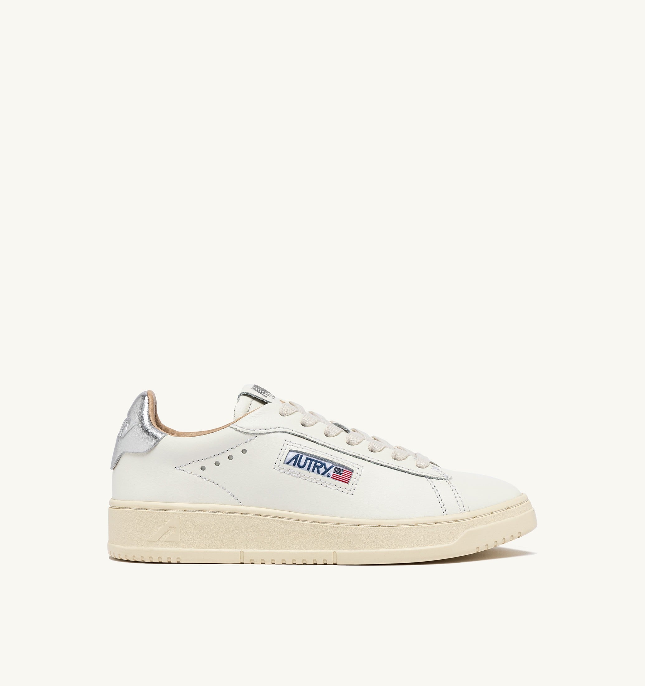 BASKETS DALLAS LOW EN CUIR BLANC ET ARGENT