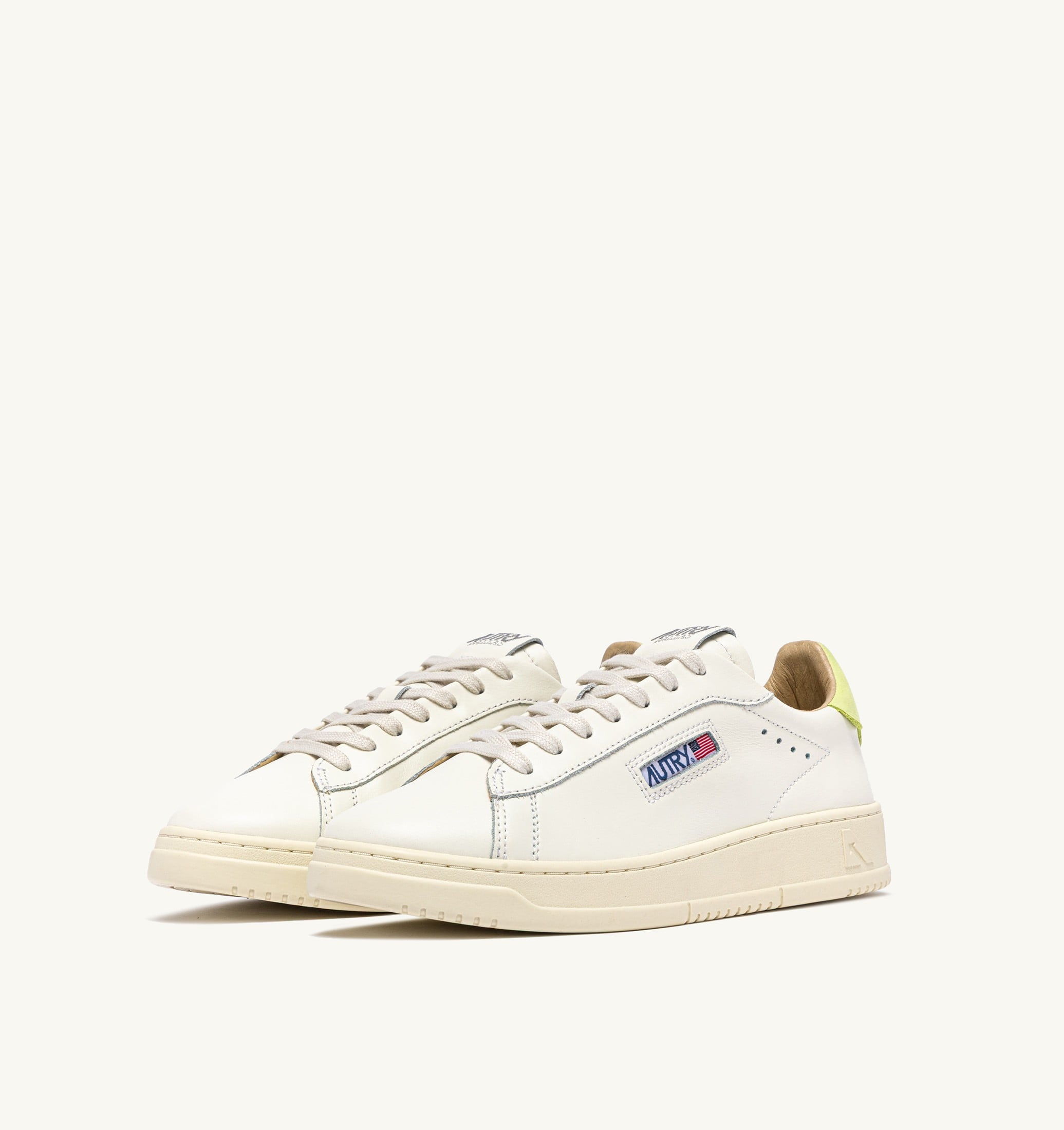 BASKETS DALLAS LOW EN CUIR DAIQUIRI GREEN ET MARSHMALLOW