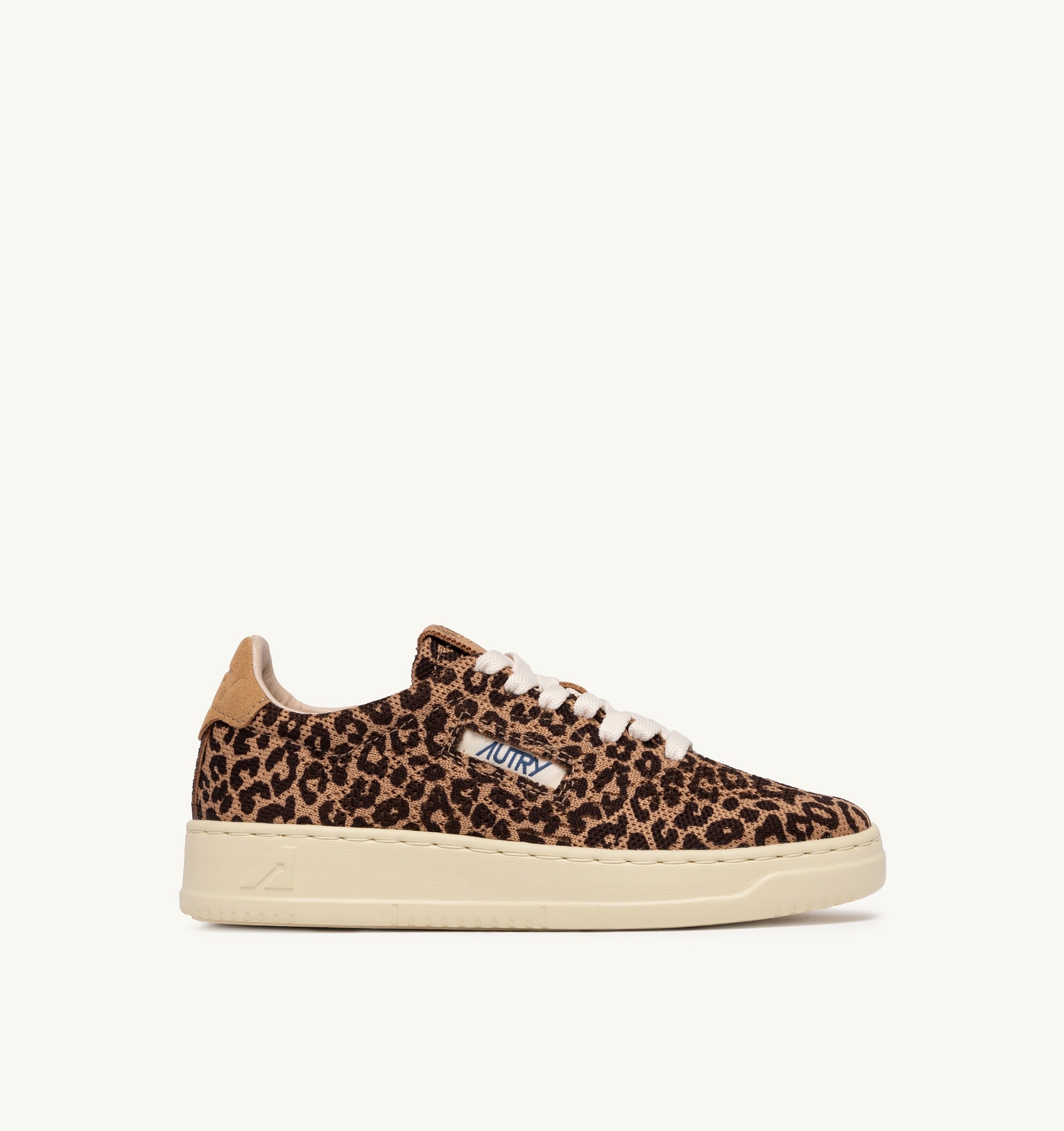 BASKETS MEDALIST EASEKNIT LOW EN MAILLE 'LEOPARD PRINT' MARRON ET BEIGE