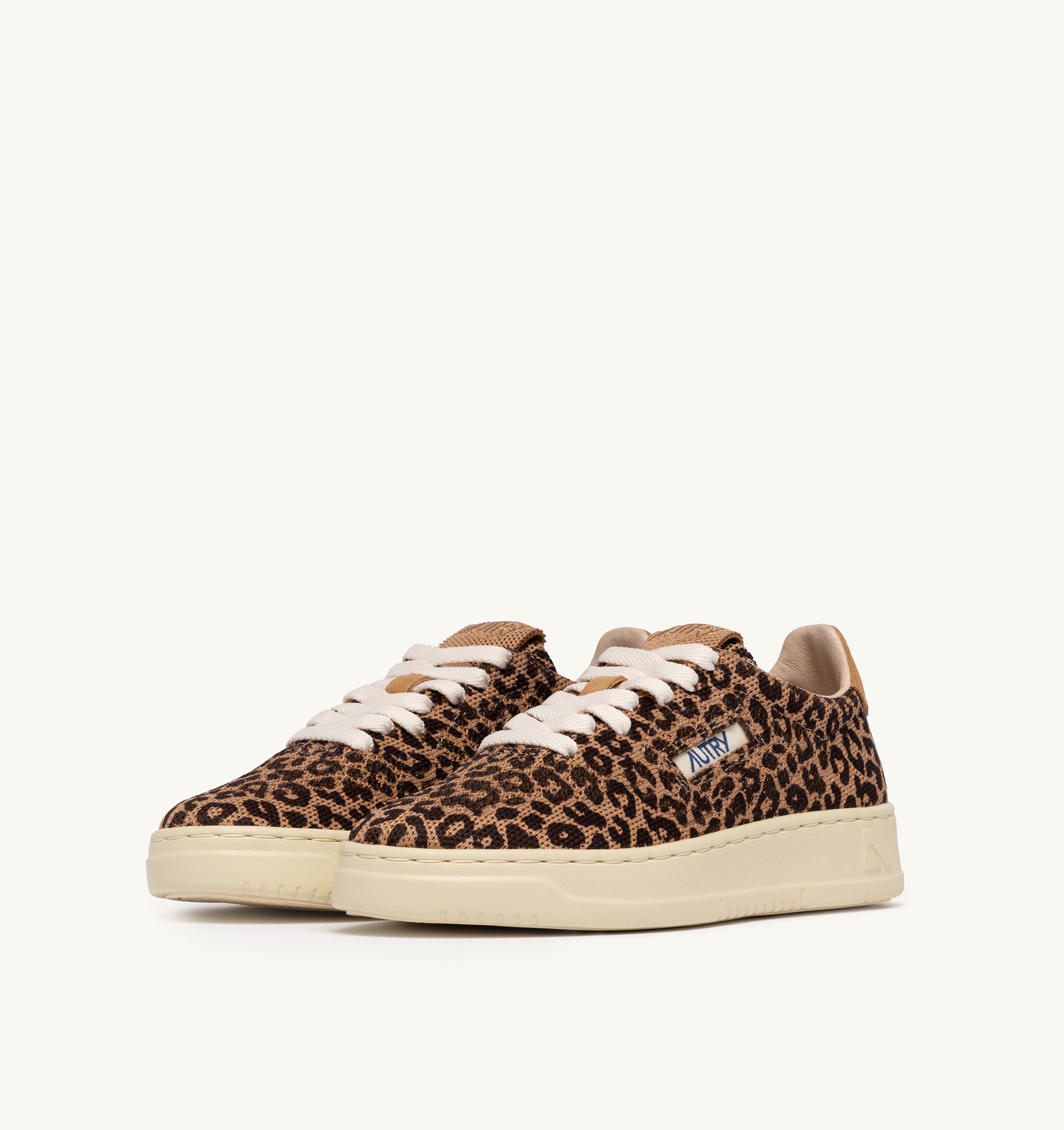 BASKETS MEDALIST EASEKNIT LOW EN MAILLE 'LEOPARD PRINT' MARRON ET BEIGE