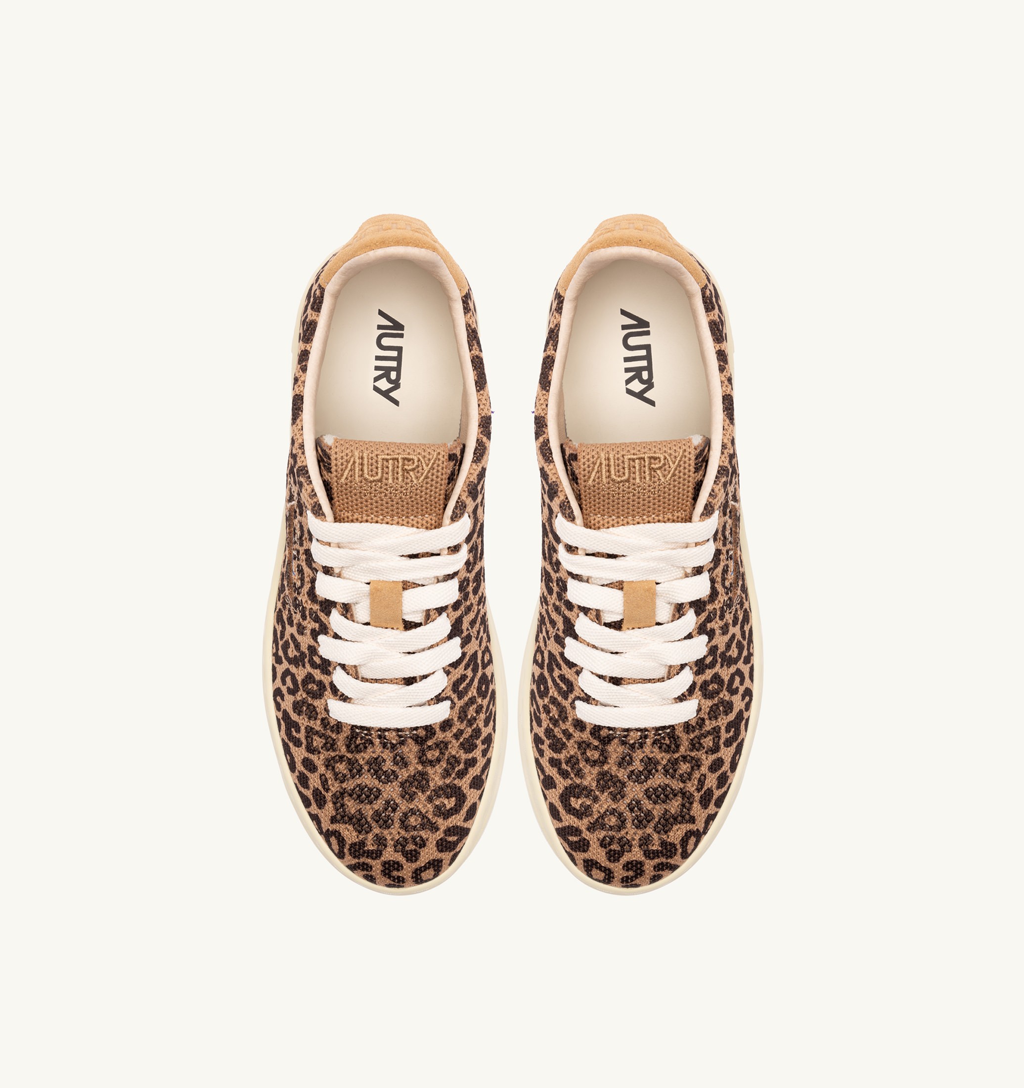 BASKETS MEDALIST EASEKNIT LOW EN MAILLE 'LEOPARD PRINT' MARRON ET BEIGE