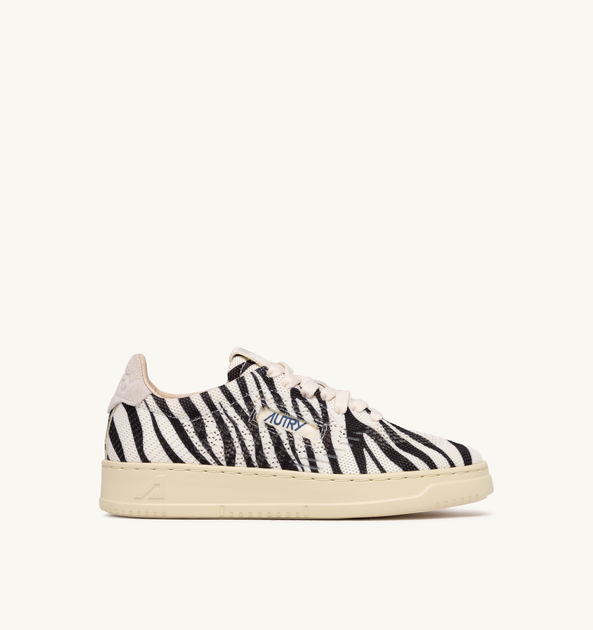 BASKETS MEDALIST EASEKNIT LOW EN MAILLE 'ZEBRA PRINT' IVOIRE ET NOIR