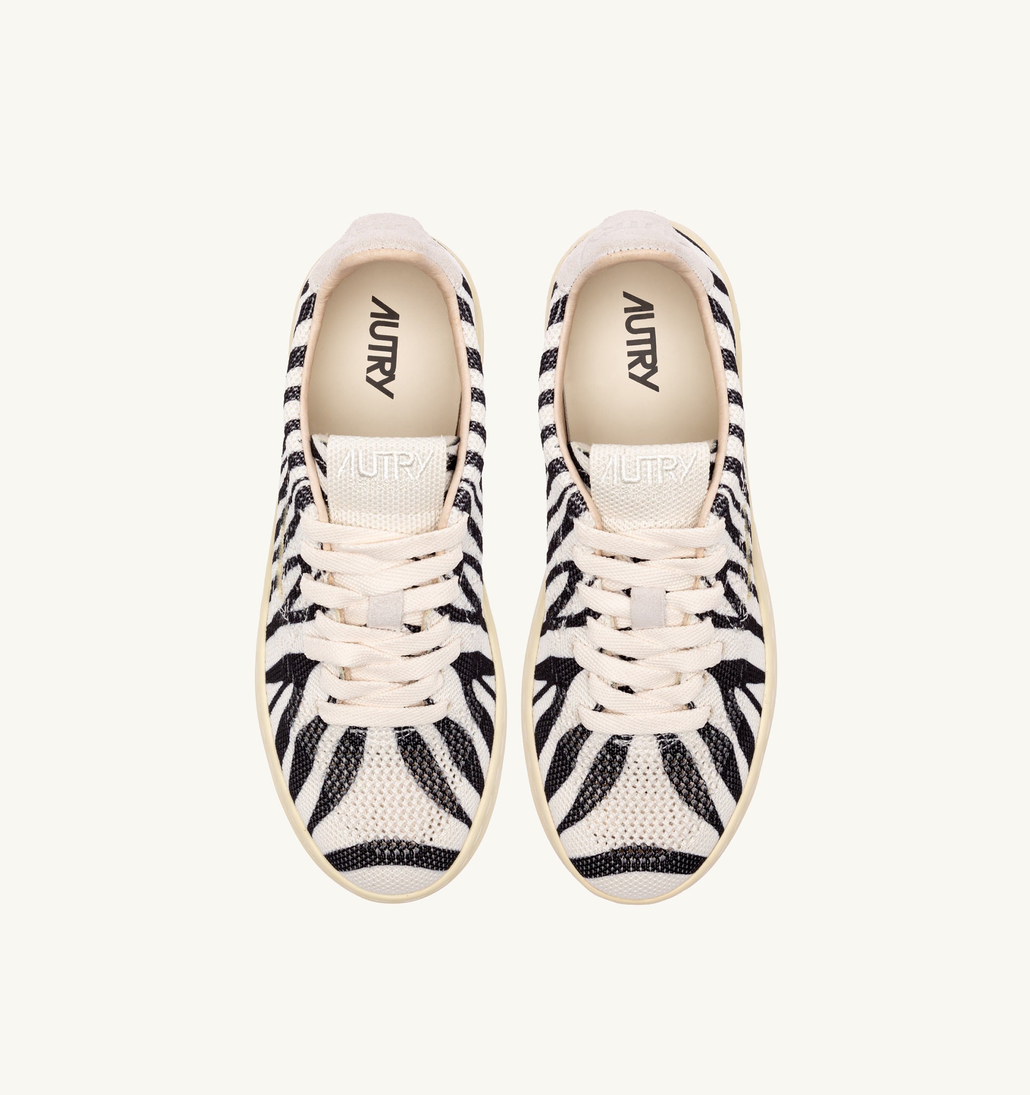 BASKETS MEDALIST EASEKNIT LOW EN MAILLE 'ZEBRA PRINT' IVOIRE ET NOIR