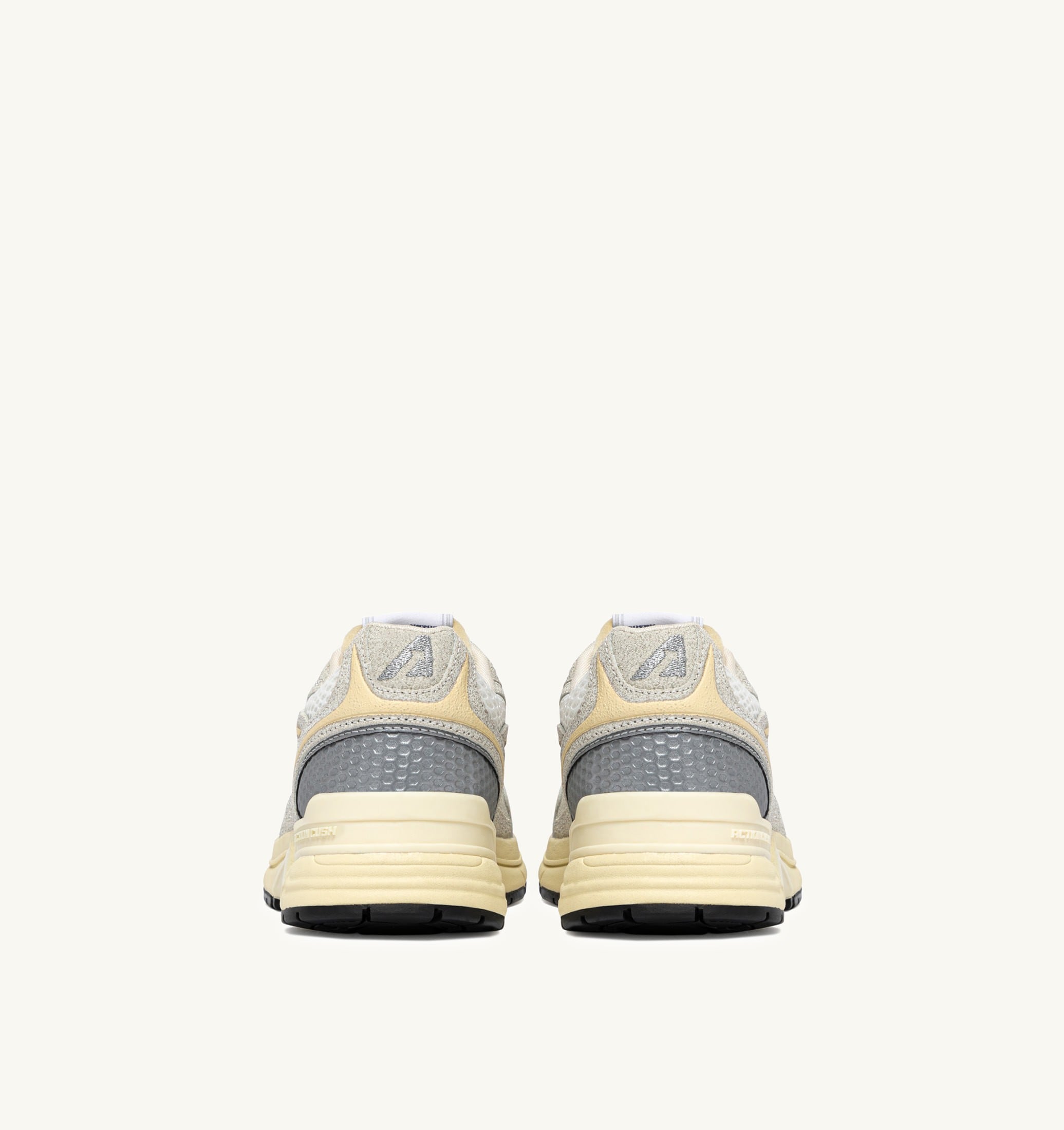 BASKETS HYPERWAY EN MESH BLANC ET CUIR PAILLETÉ GRIS