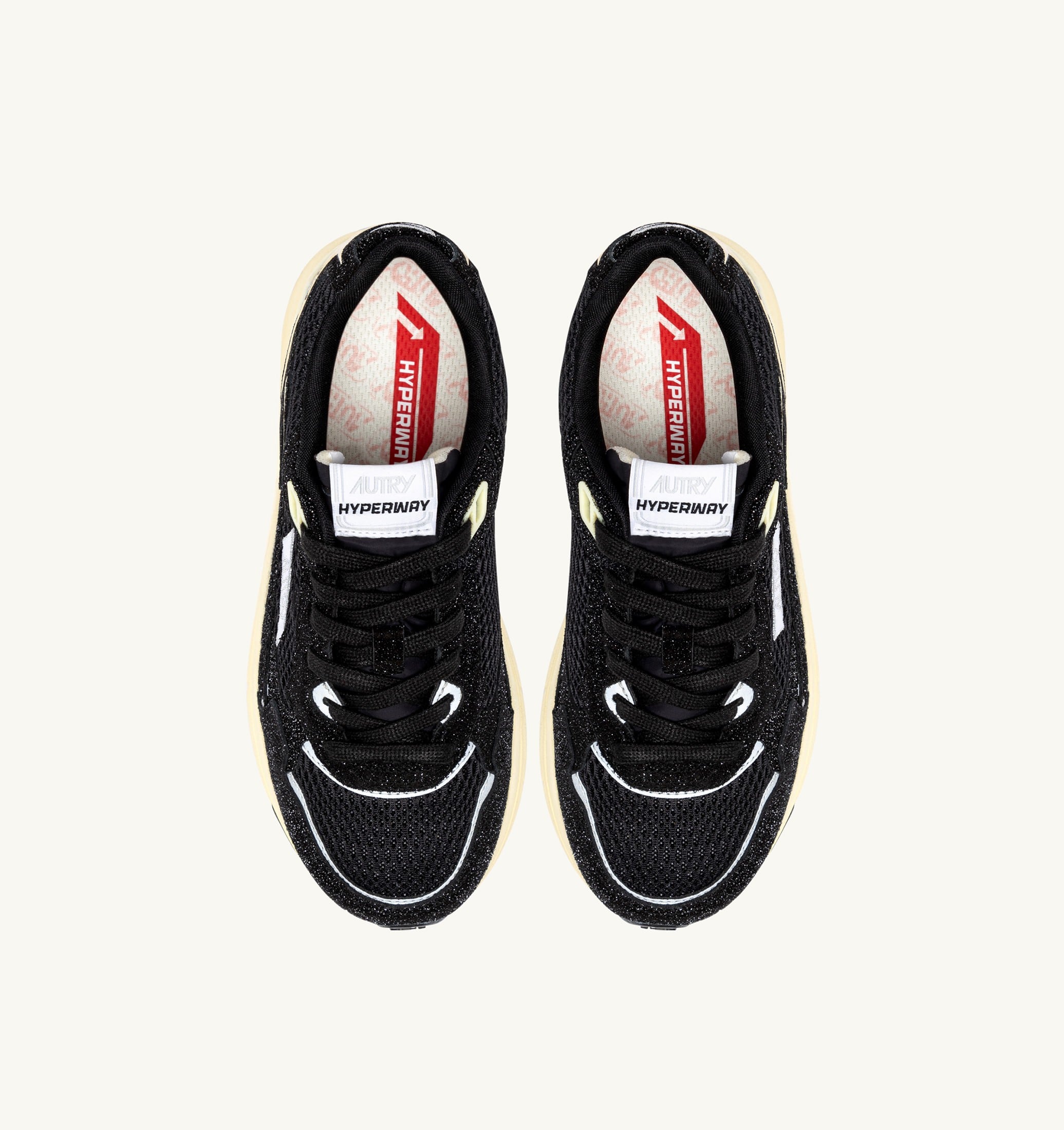 BASKETS HYPERWAY EN MESH ET CUIR PAILLETÉ NOIR