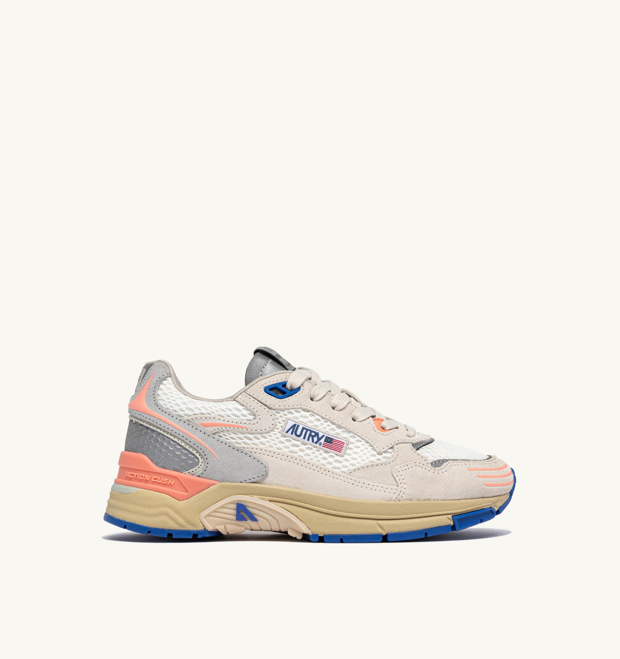BASKETS HYPERWAY EN MESH ET DAIM BLANC ET PEACH PINK