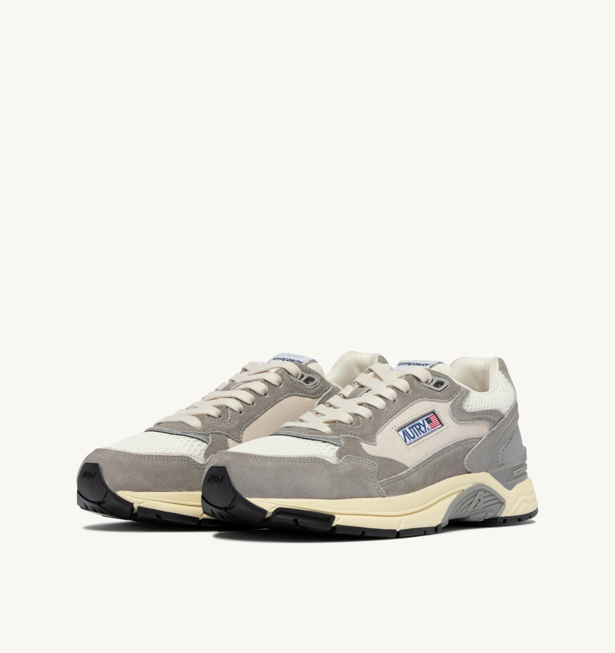 BASKETS HYPERWAY EN MESH ET DAIM BLANC ET PLOMB