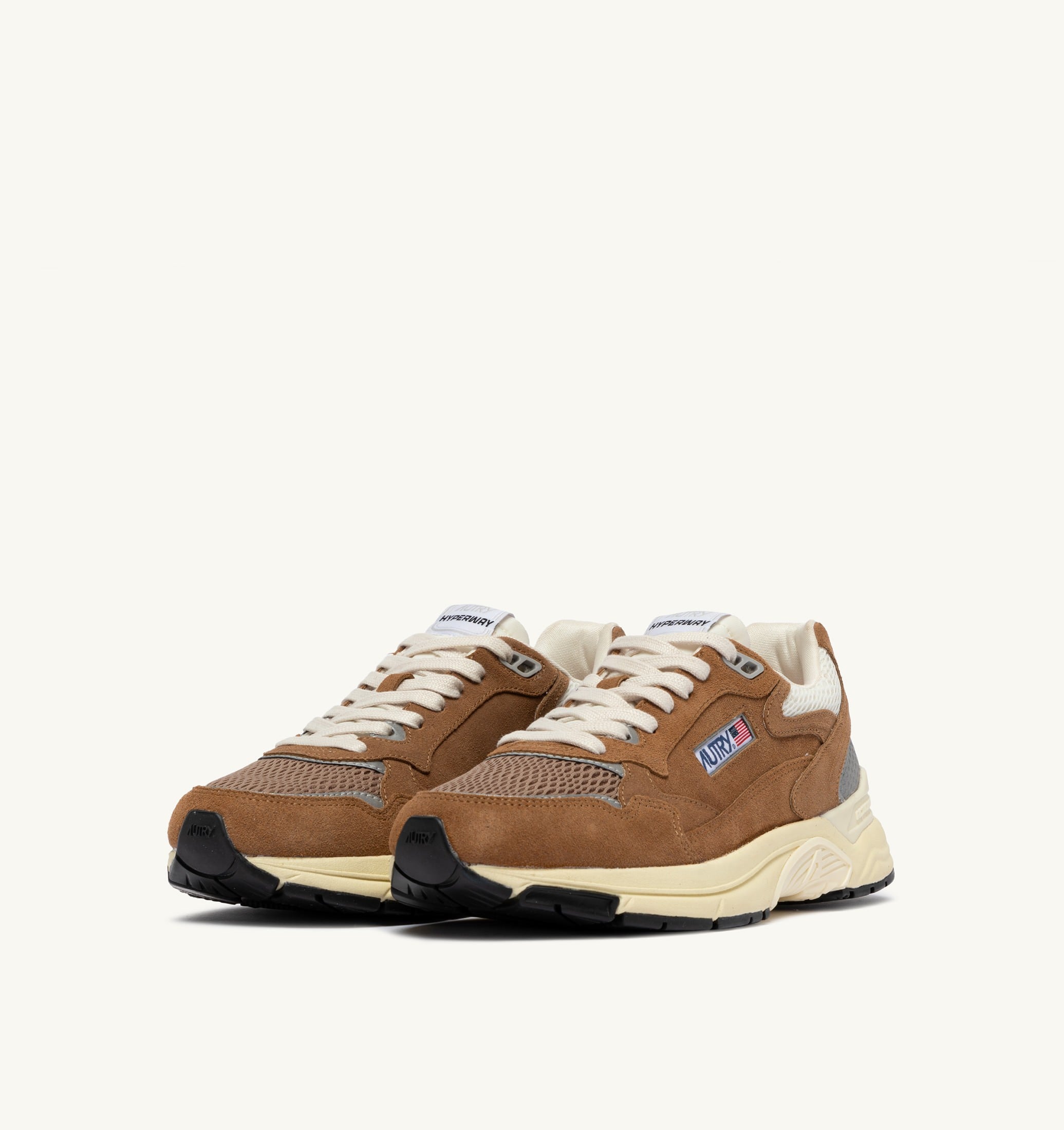 BASKETS HYPERWAY EN MESH ET DAIM CIGAR ET ARGENT