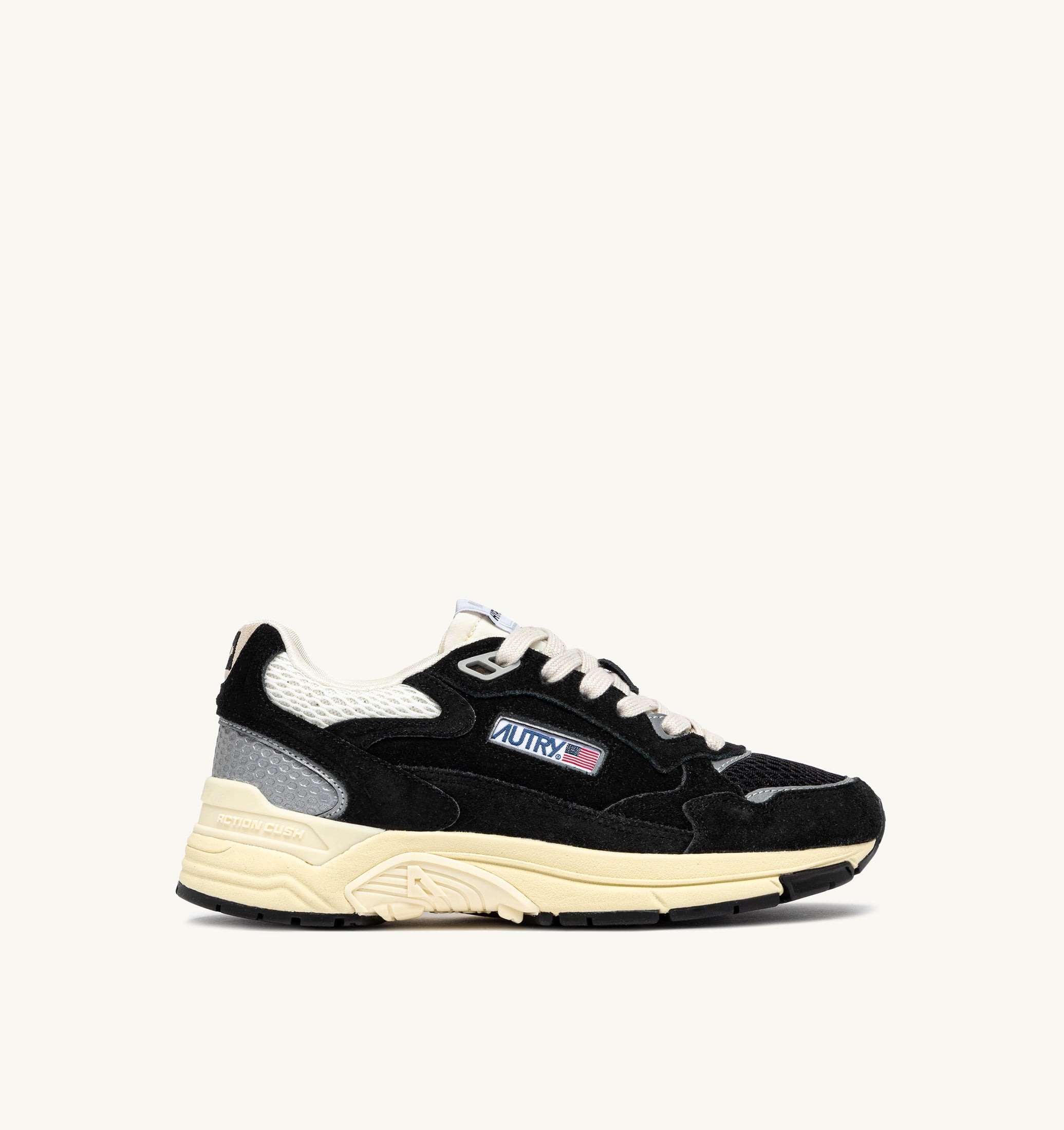 BASKETS HYPERWAY EN MESH ET DAIM NOIR ET ARGENT