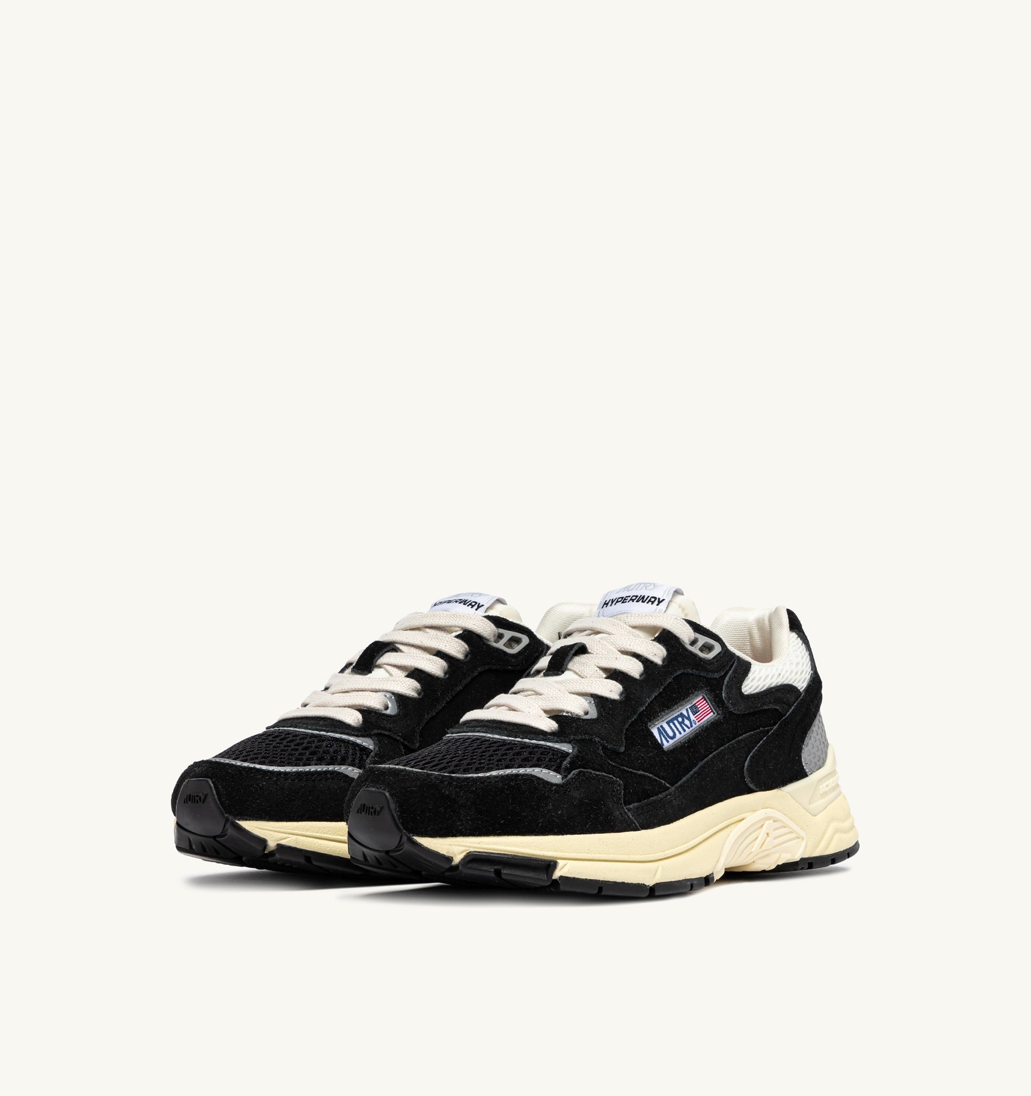 BASKETS HYPERWAY EN MESH ET DAIM NOIR ET ARGENT