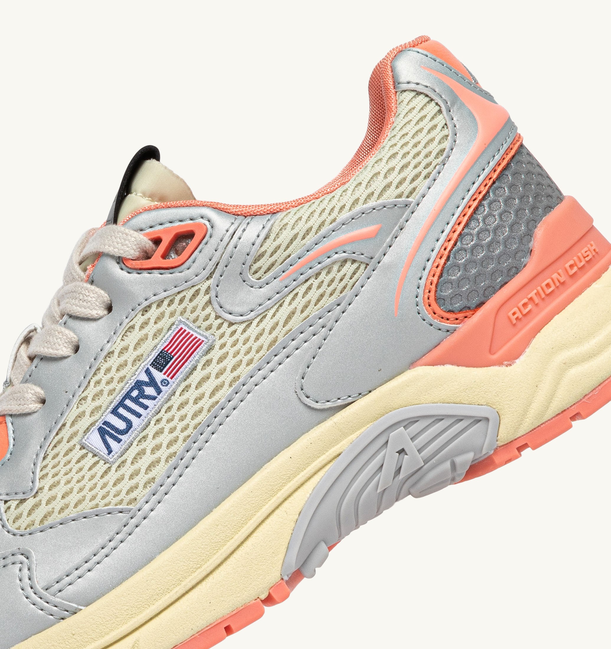 BASKETS HYPERWAY EN CUIR SYNTHÉTIQUE ET MESH ARGENT ASPARAGUS ET PEACH PINK