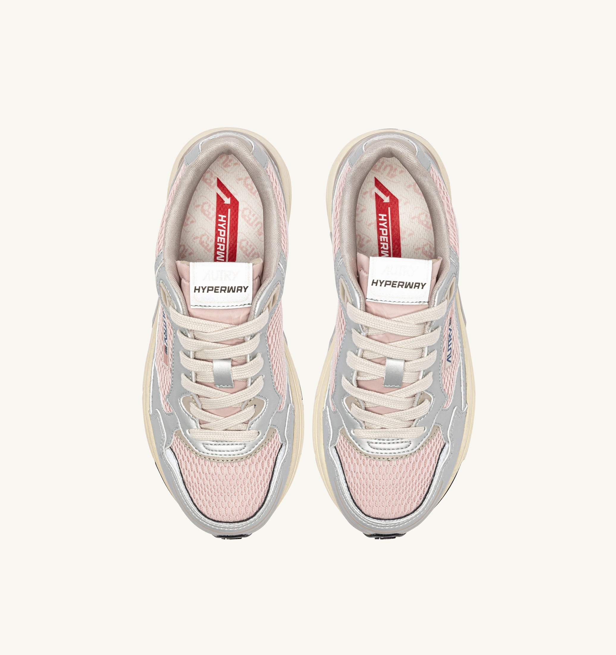 BASKETS HYPERWAY EN CUIR SYNTHÉTIQUE ET MESH ARGENT POWDER ET FEATHER GRAY