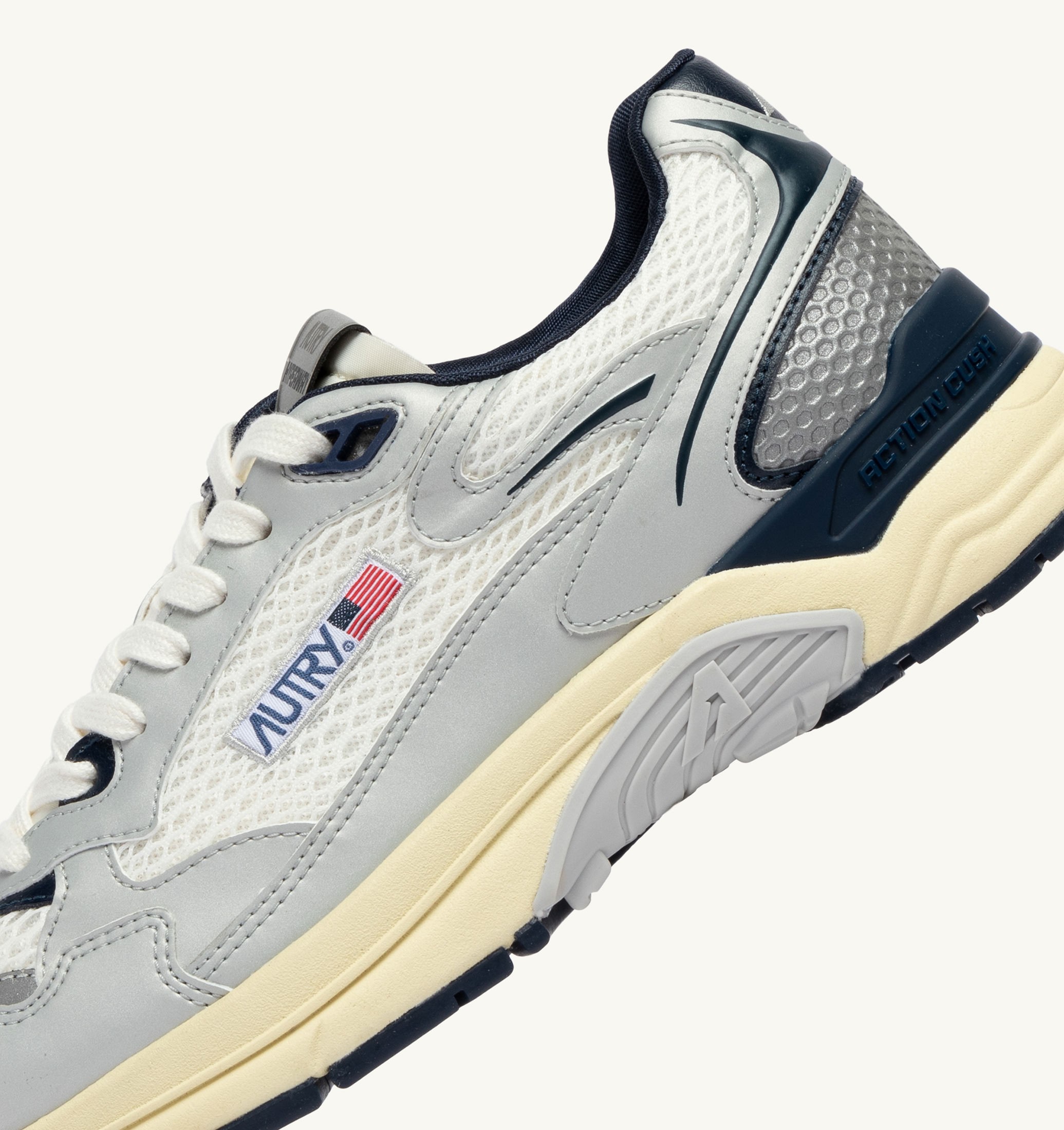 BASKETS HYPERWAY EN CUIR SYNTHÉTIQUE ET MESH BLANC ARGENT ET SPACE