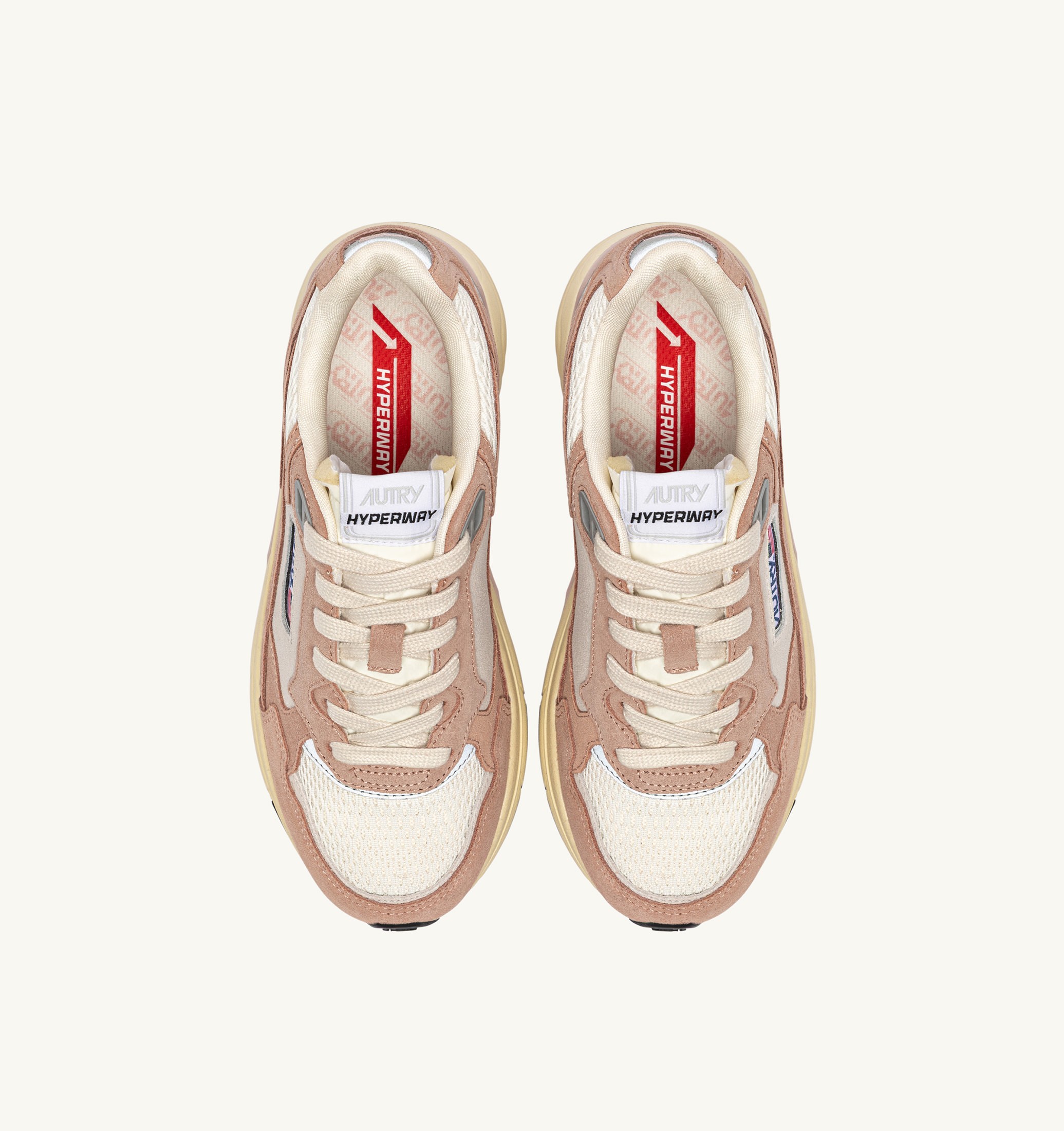 BASKETS HYPERWAY EN DAIM ET MESH SILK ET BLANC