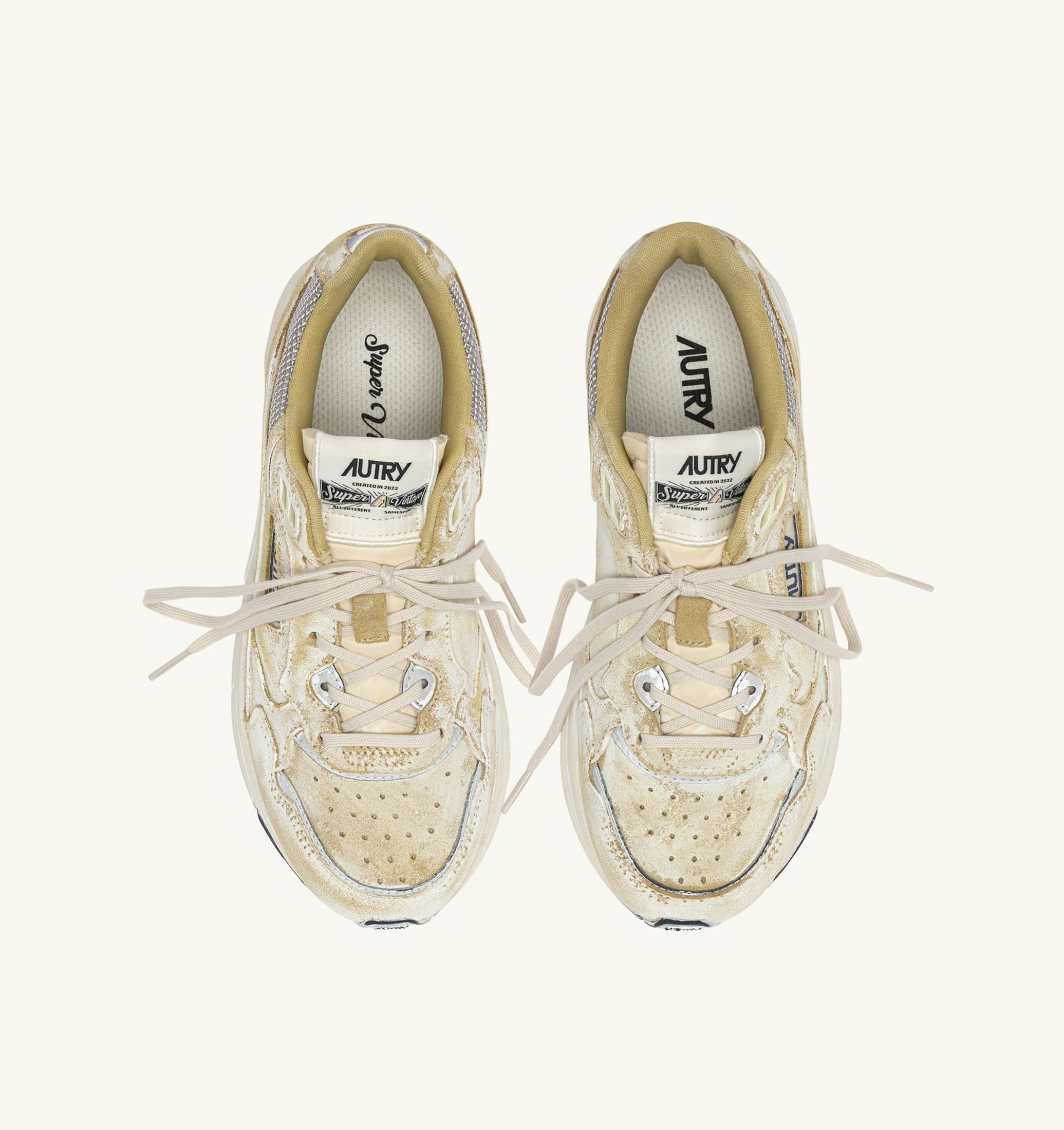 BASKETS HYPERWAY SUPER VINTAGE EN DAIM JAUNE ET ARGENT