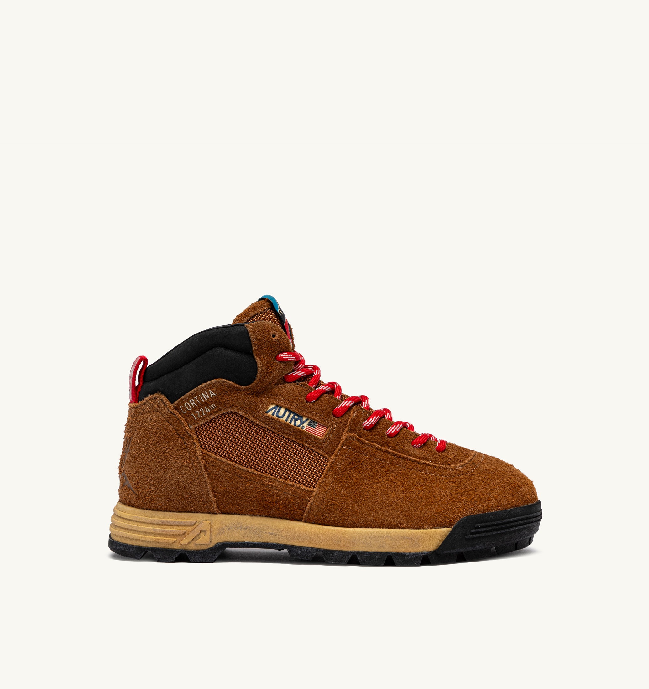 MALGA CORTINA EN DAIM CHÂTAIGNE ET FLAME SCARLET