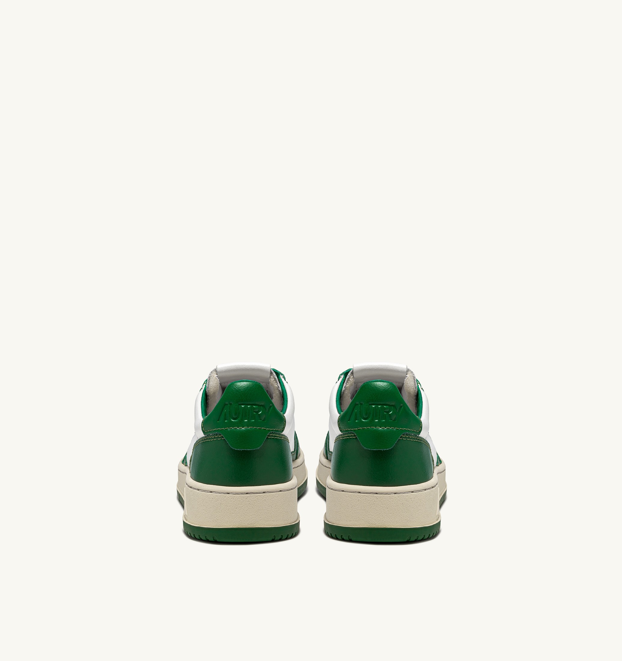 BASKETS MEDALIST LOW BICOLORE EN CUIR BLANC ET VERT