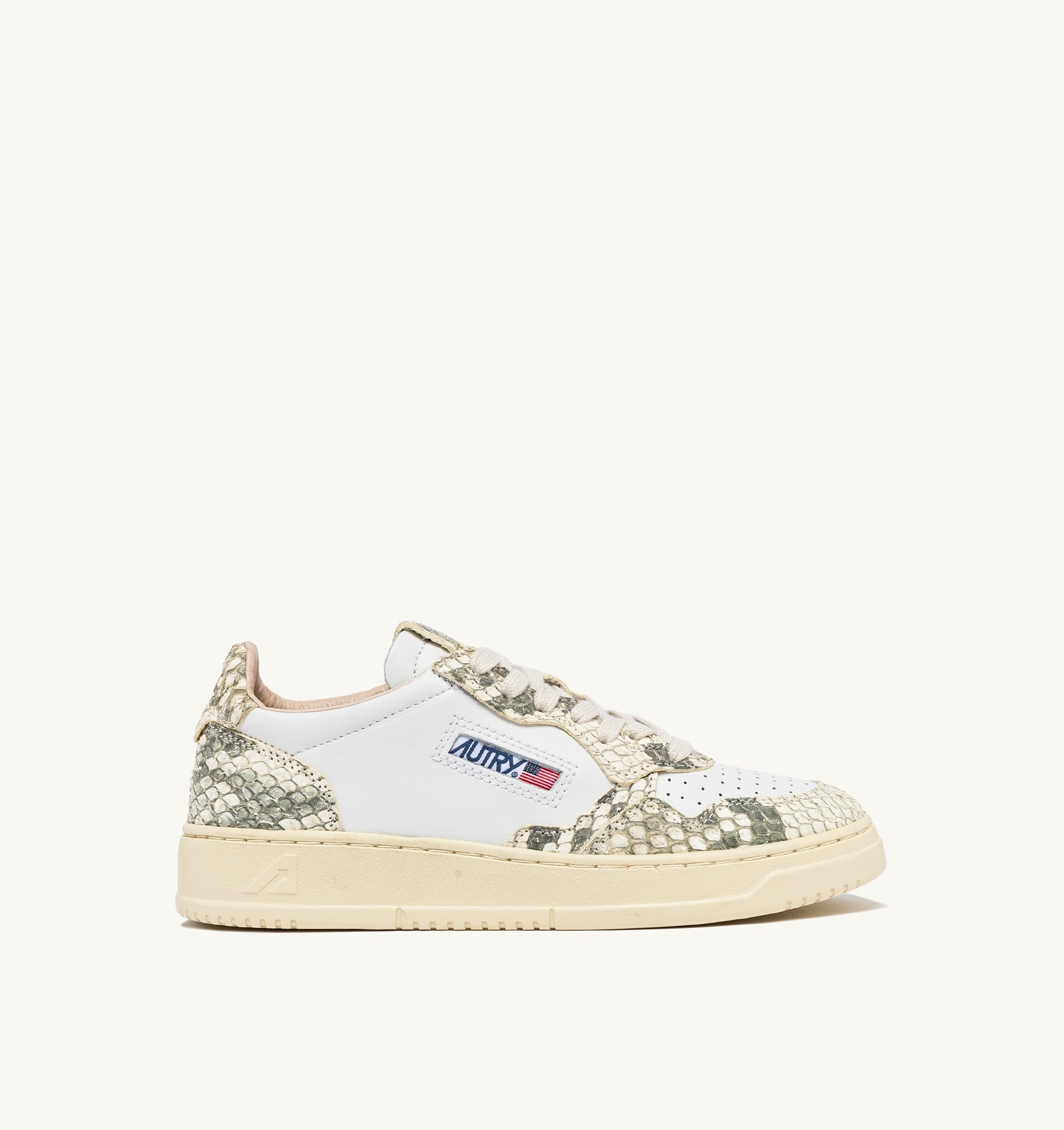 BASKETS MEDALIST LOW EN CUIR BLANC AVEC IMPRIMÉ SNAKE DIAMOND