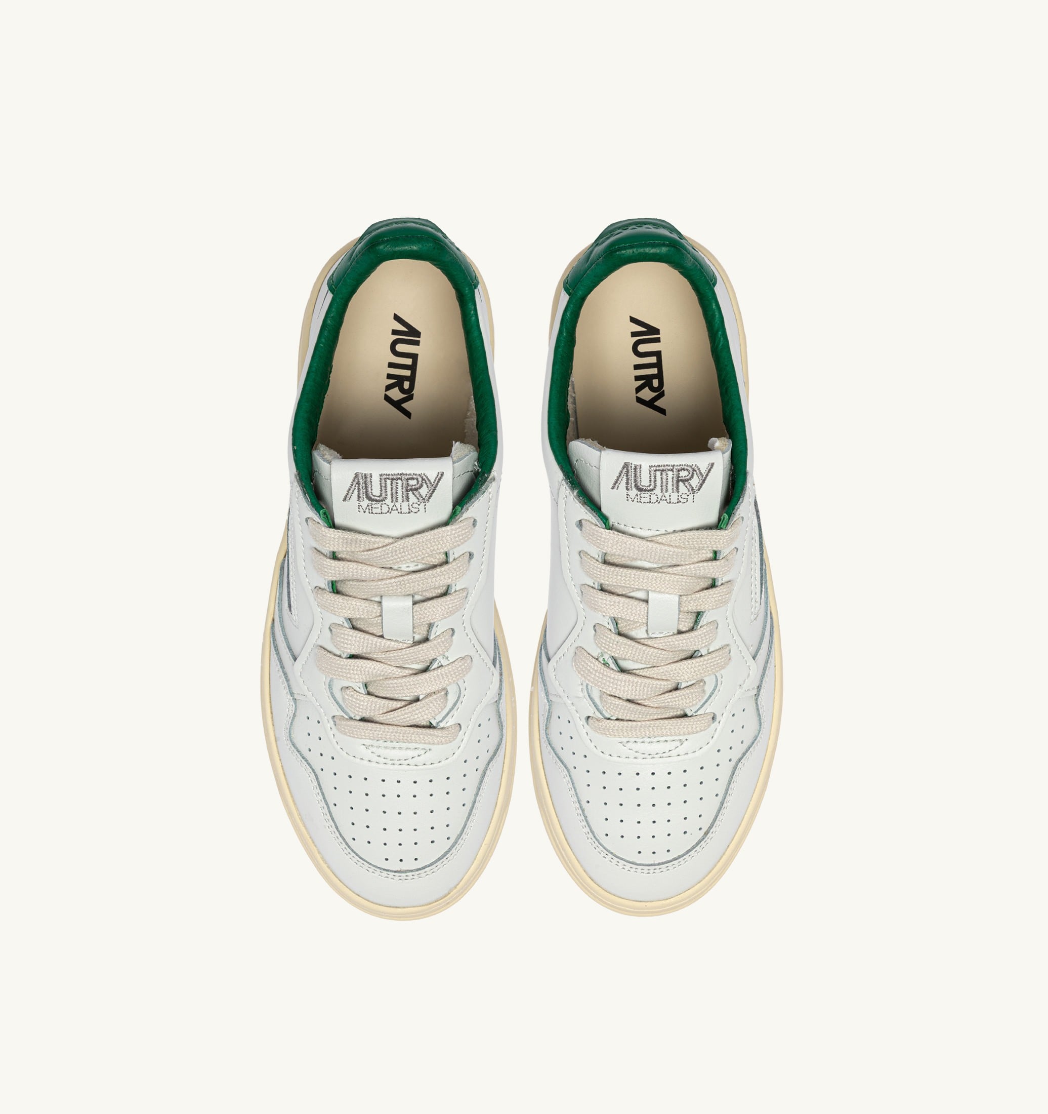 BASKETS MEDALIST LOW EN CUIR BLANC ET GREEN JACKET AVEC LETTERING
