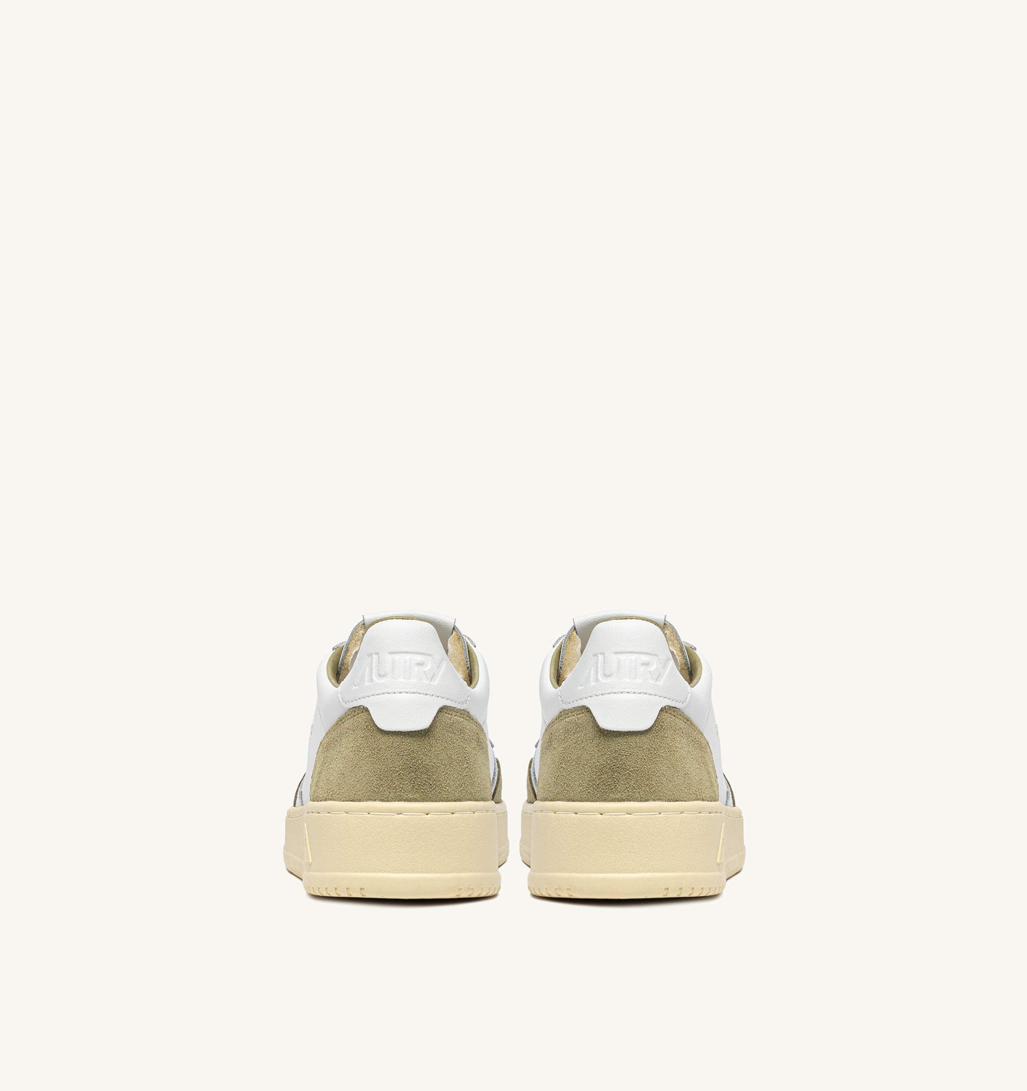 BASKETS MEDALIST LOW EN CUIR BLANC ET DAIM GREY GREEN