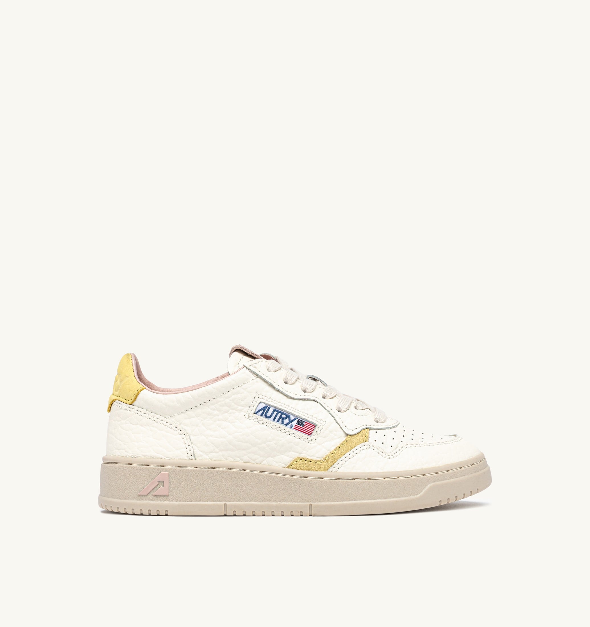 BASKETS MEDALIST LOW EN CUIR LEMON MERINGUE ET SILK