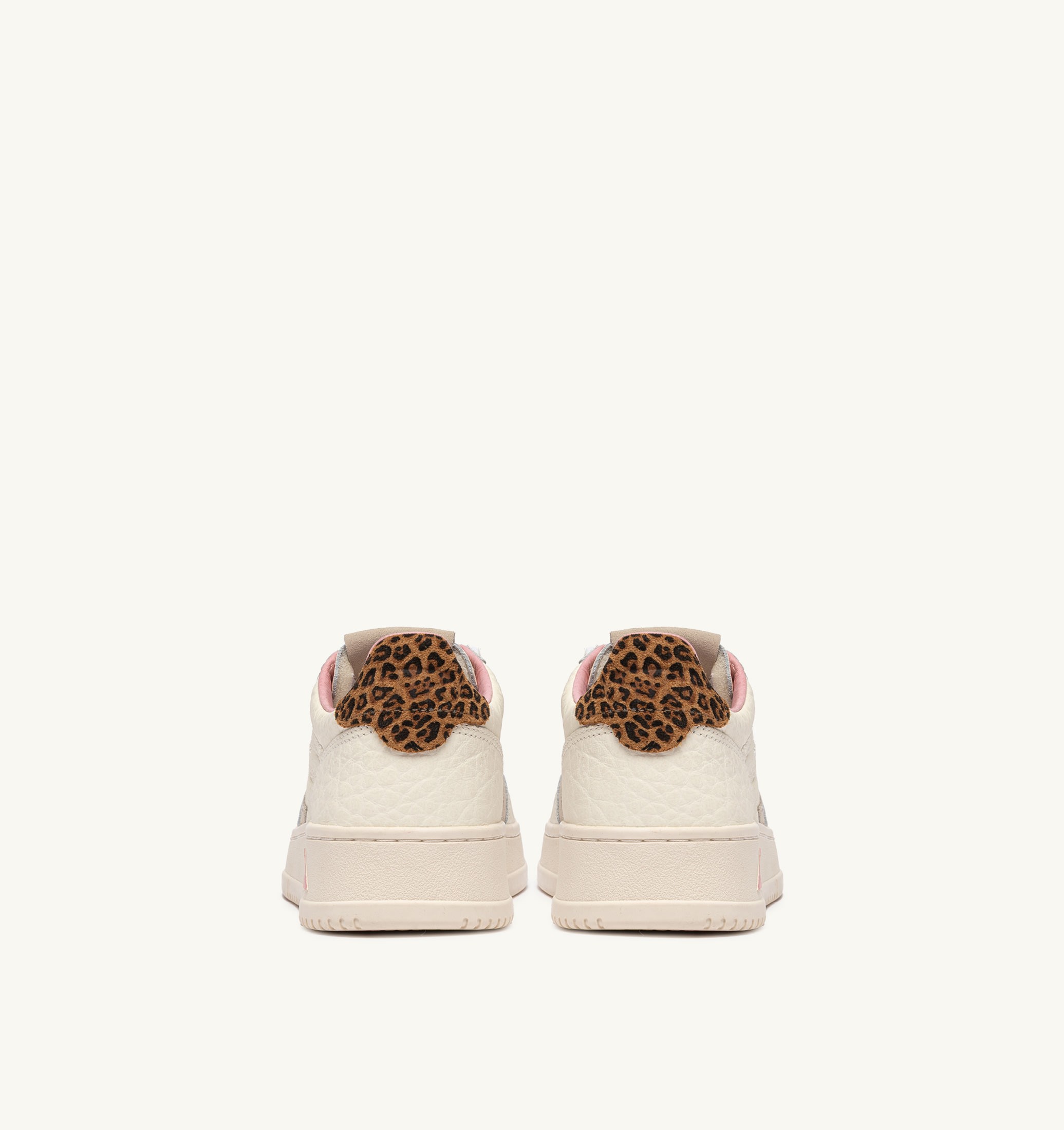 BASKETS MEDALIST LOW EN CUIR SAND ET LEOPARD