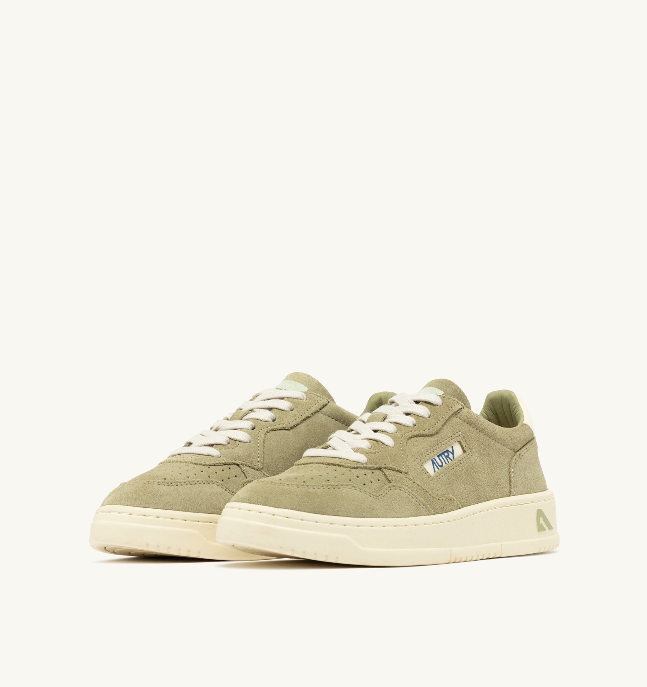 BASKETS MEDALIST LOW EN DAIM GRAY GREEN ET BLANC
