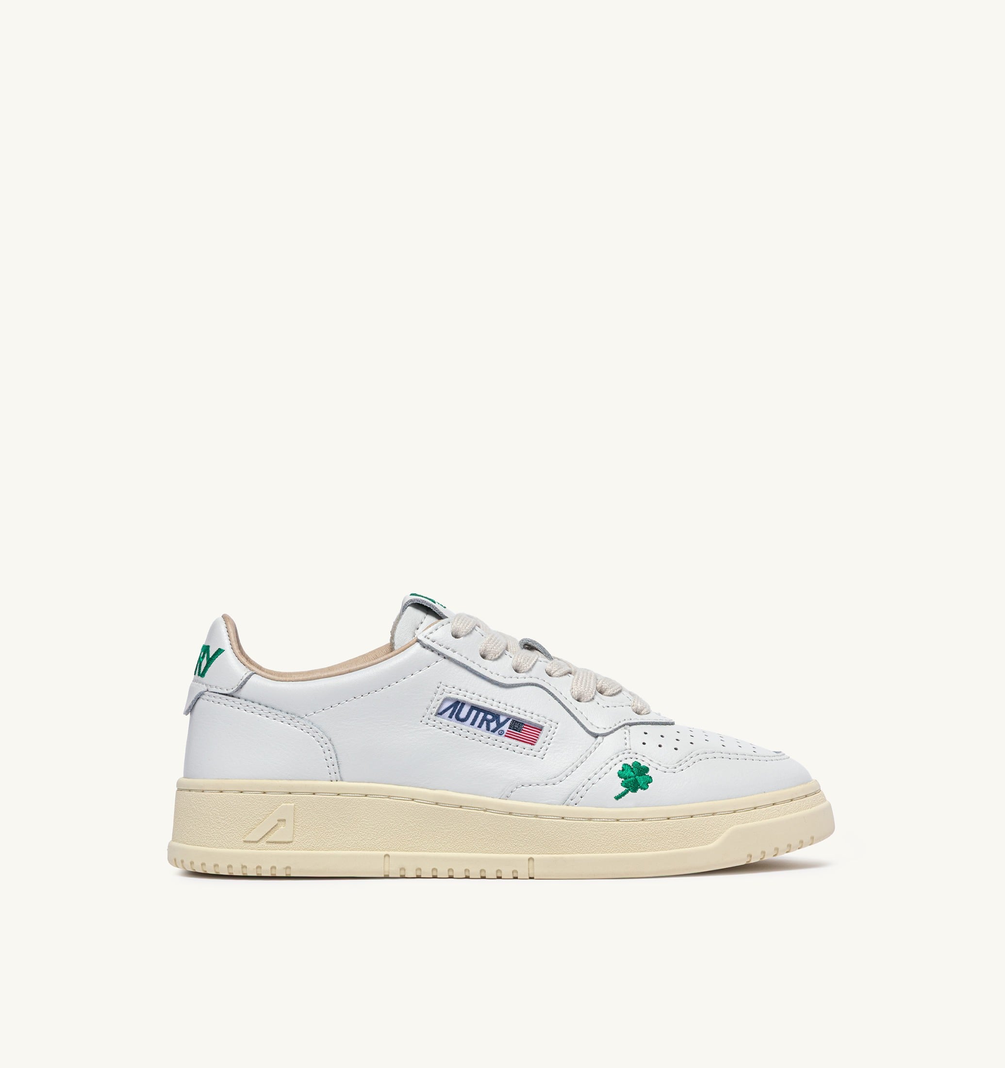 BASKETS MEDALIST LOW 'TRÈFLE' EN CUIR BLANC ET AMAZON