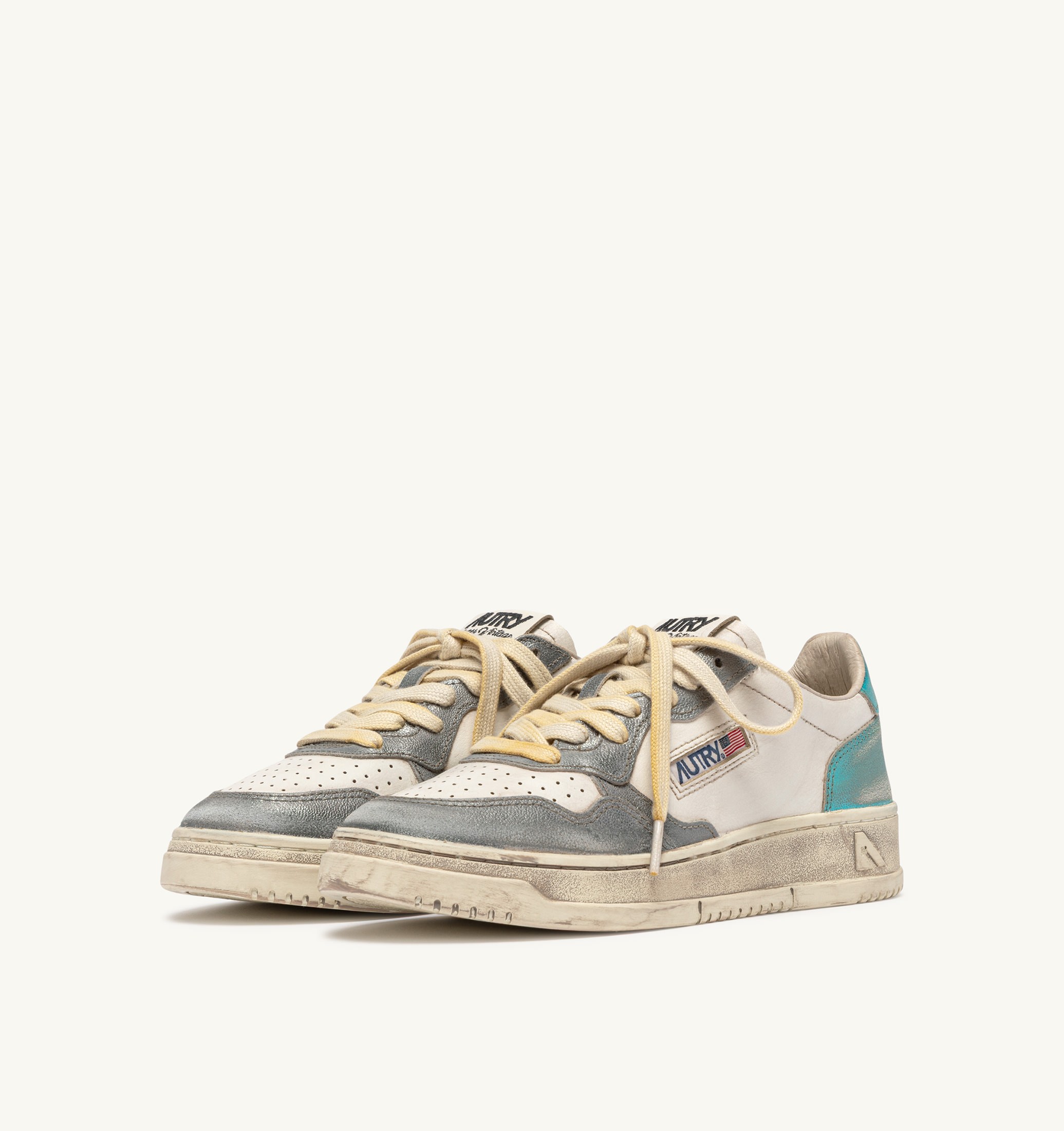 BASKETS MEDALIST LOW SUPER VINTAGE EN CUIR ASH ET SEA