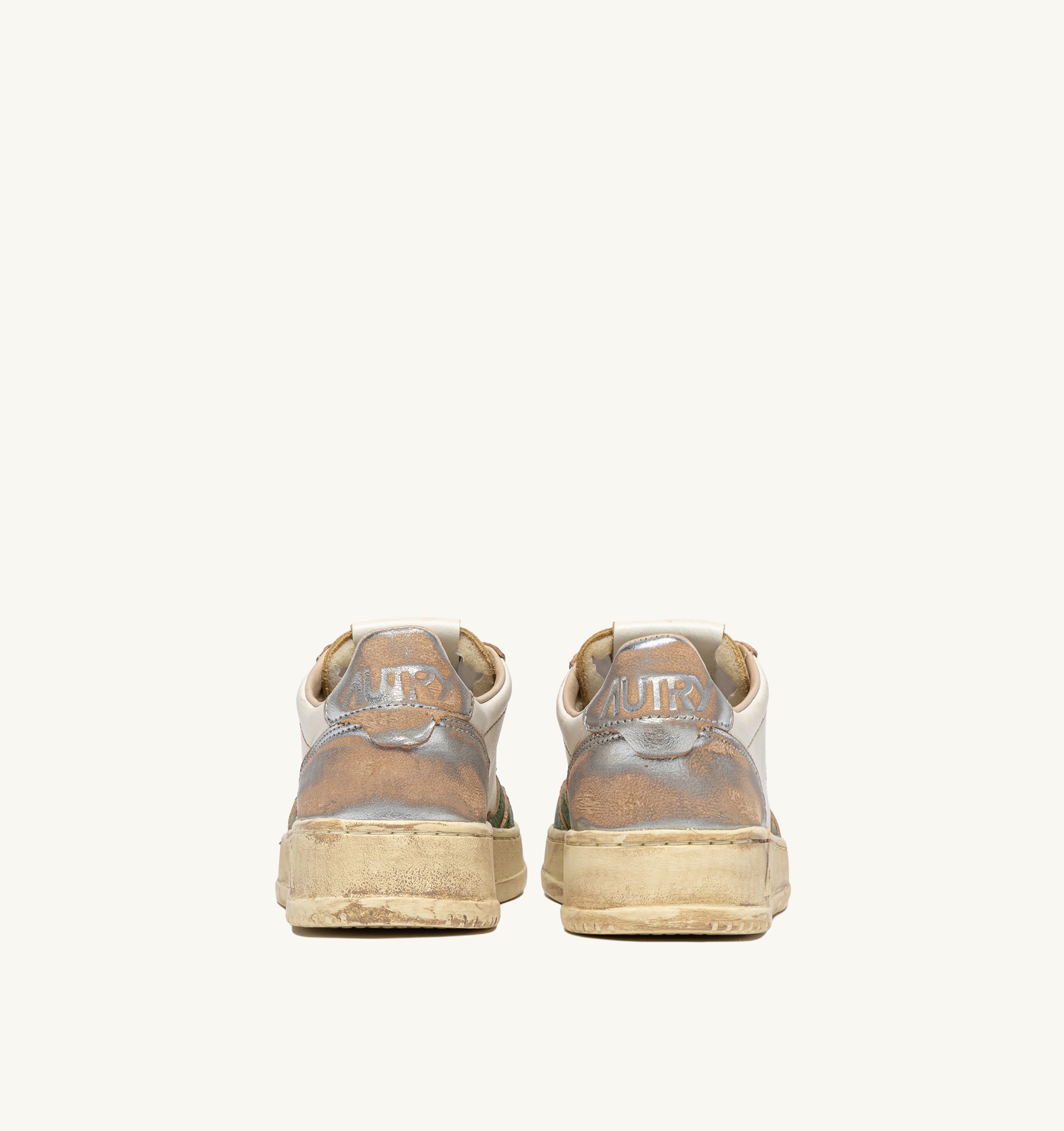 BASKETS MEDALIST LOW SUPER VINTAGE EN CUIR GUN ET VERT