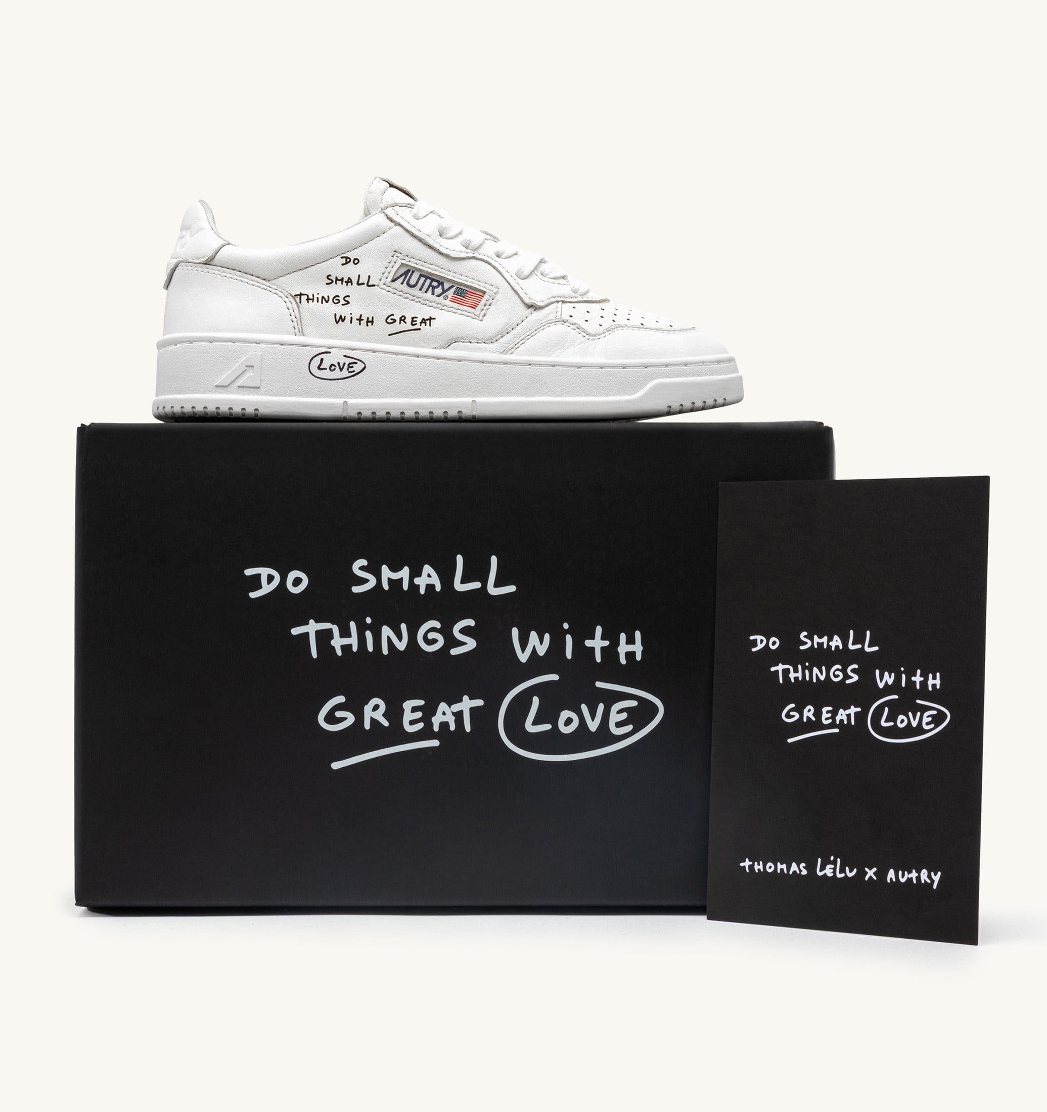 BASKETS MEDALIST LOW THOMAS LÉLU X AUTRY EN CUIR BLANC AVEC LETTERING