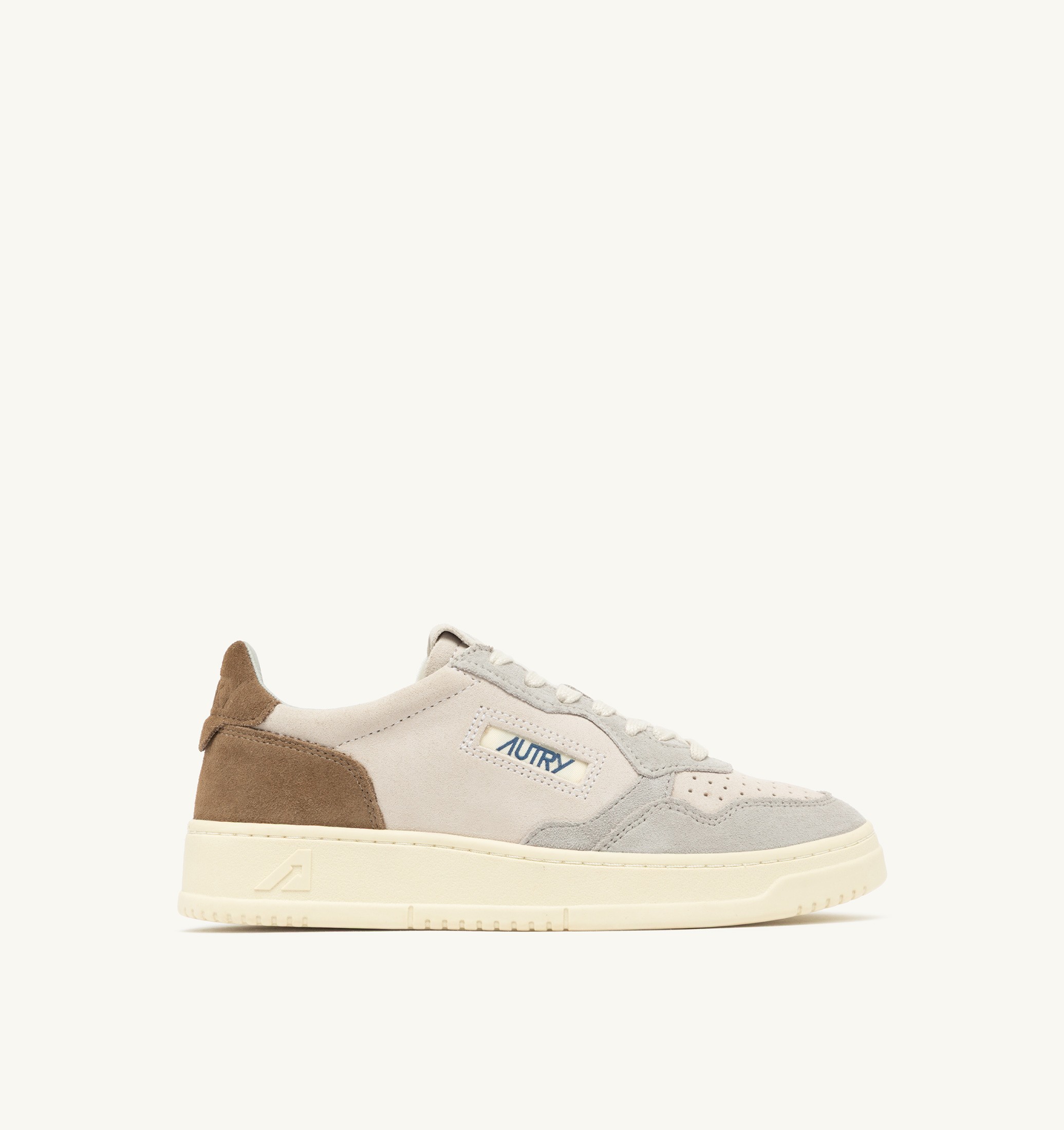 BASKETS MEDALIST LOW TRICOLORE EN DAIM BLANC CIGAR ET VAPOR