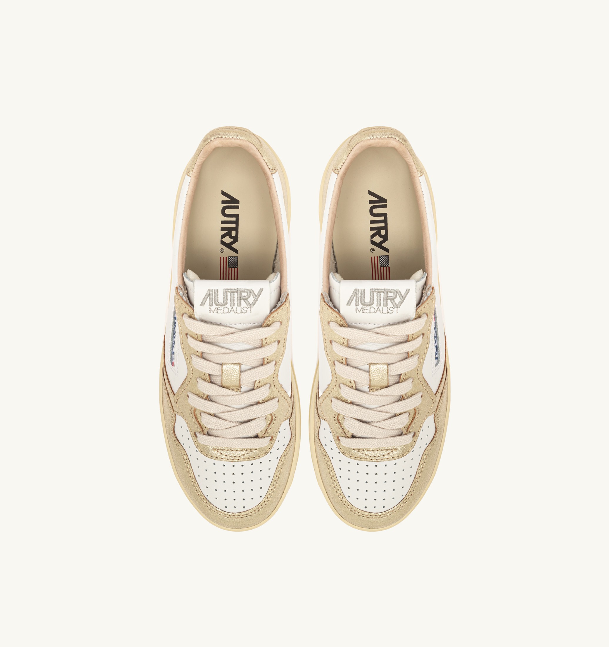 BASKETS MEDALIST PLATFORM EN CUIR BLANC ET MÉTALLISÉ PLATINE