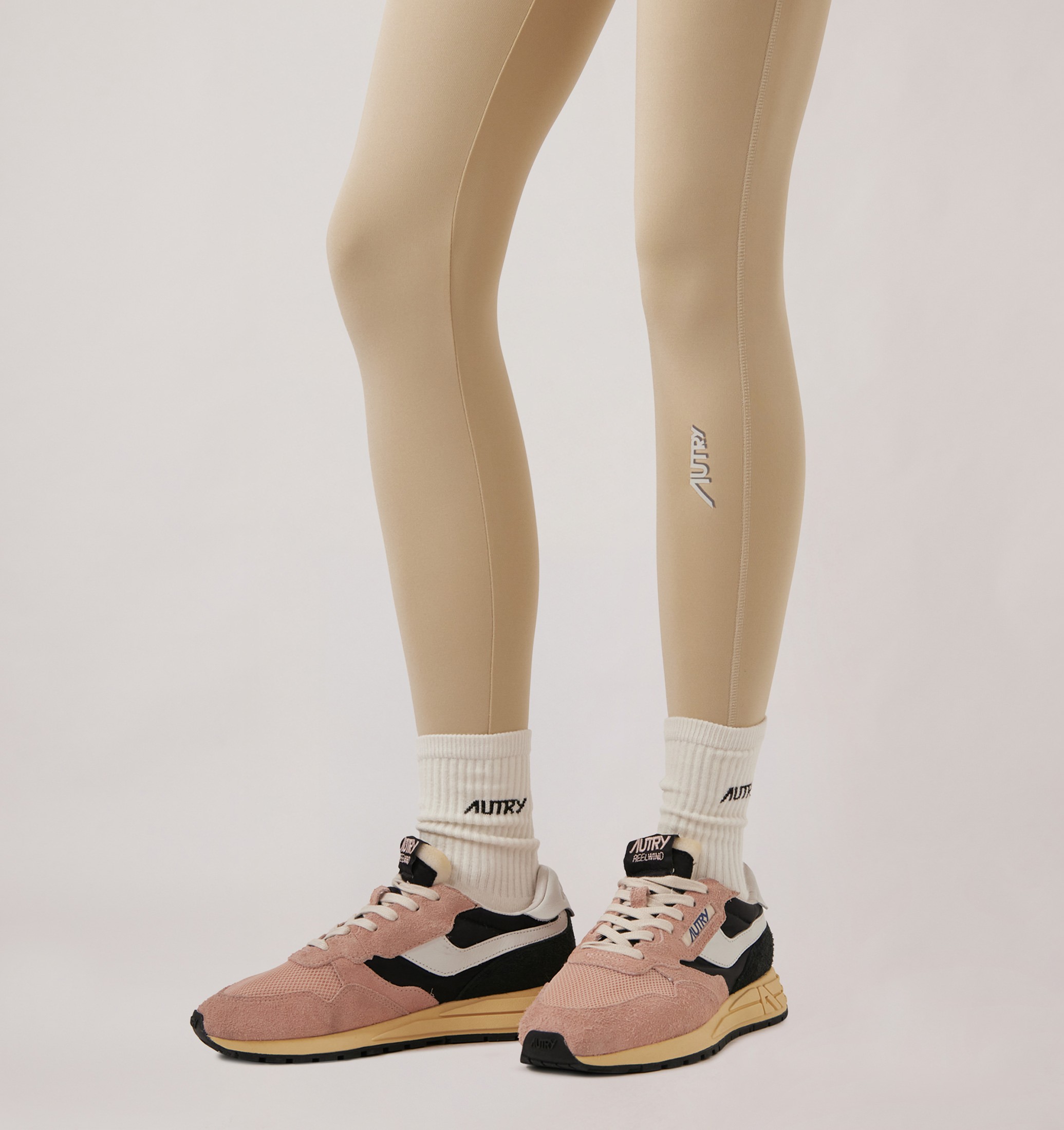 BASKETS REELWIND LOW EN NYLON ET DAIM NOIR ET ROSE