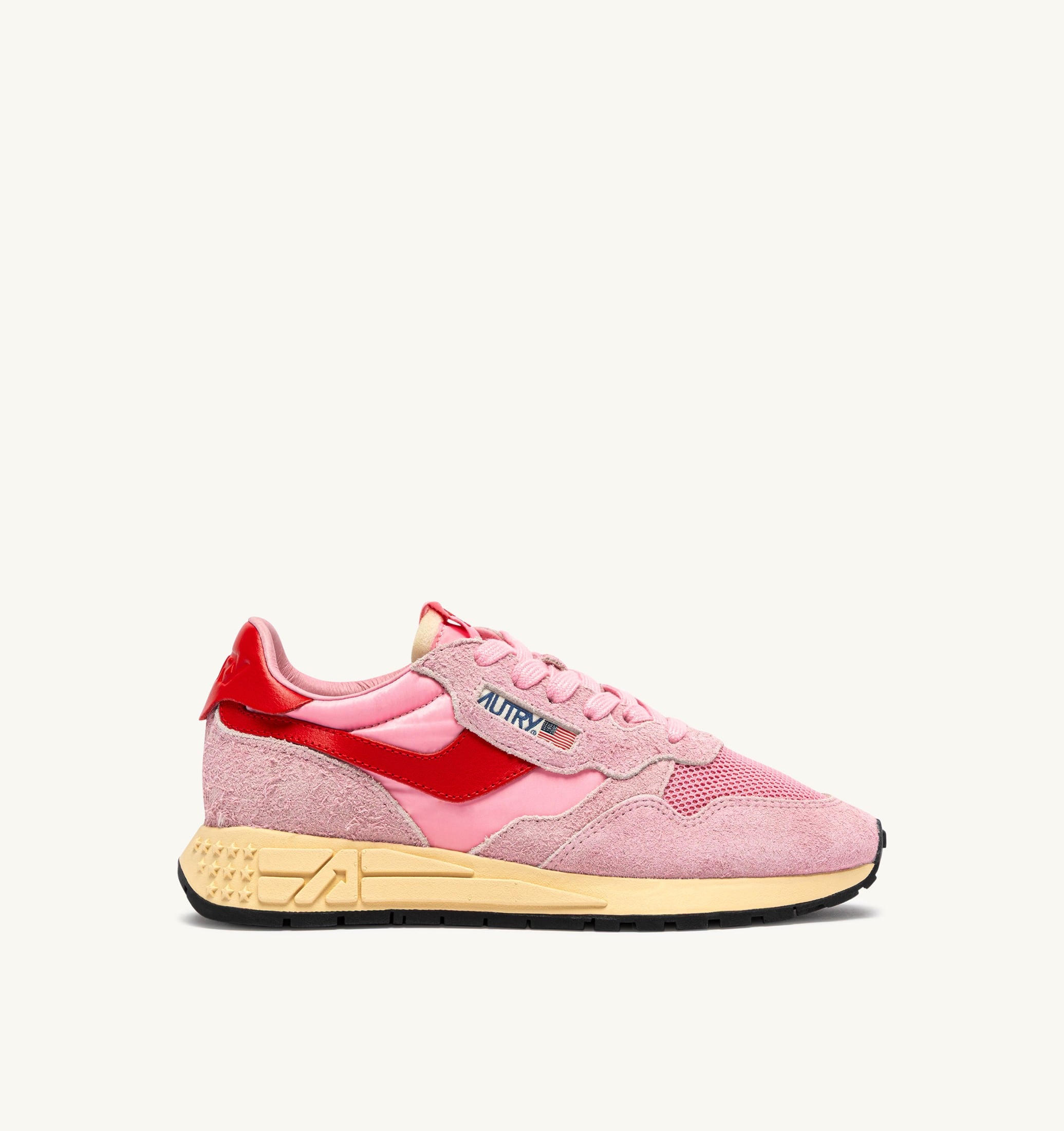BASKETS REELWIND LOW EN NYLON ET DAIM PINK CHERUB ET FLAME SCARLET