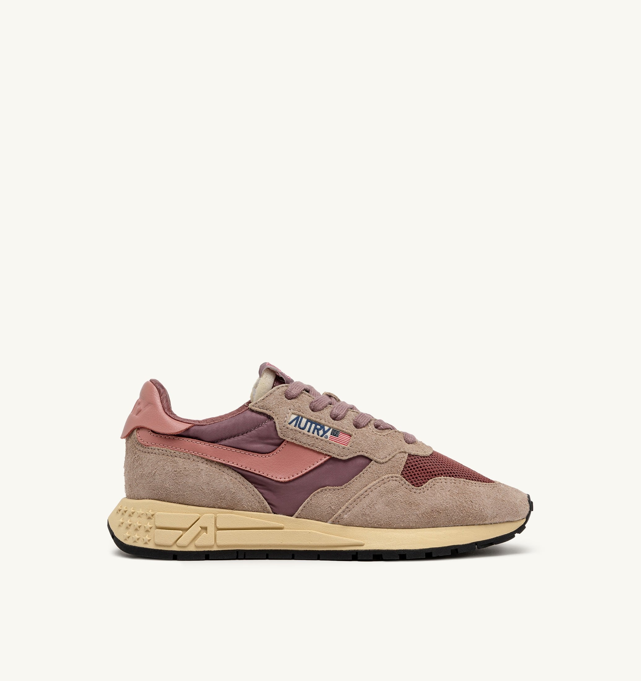 BASKETS REELWIND LOW EN NYLON DAIM ET CUIR ROSE ET DESERT SAND