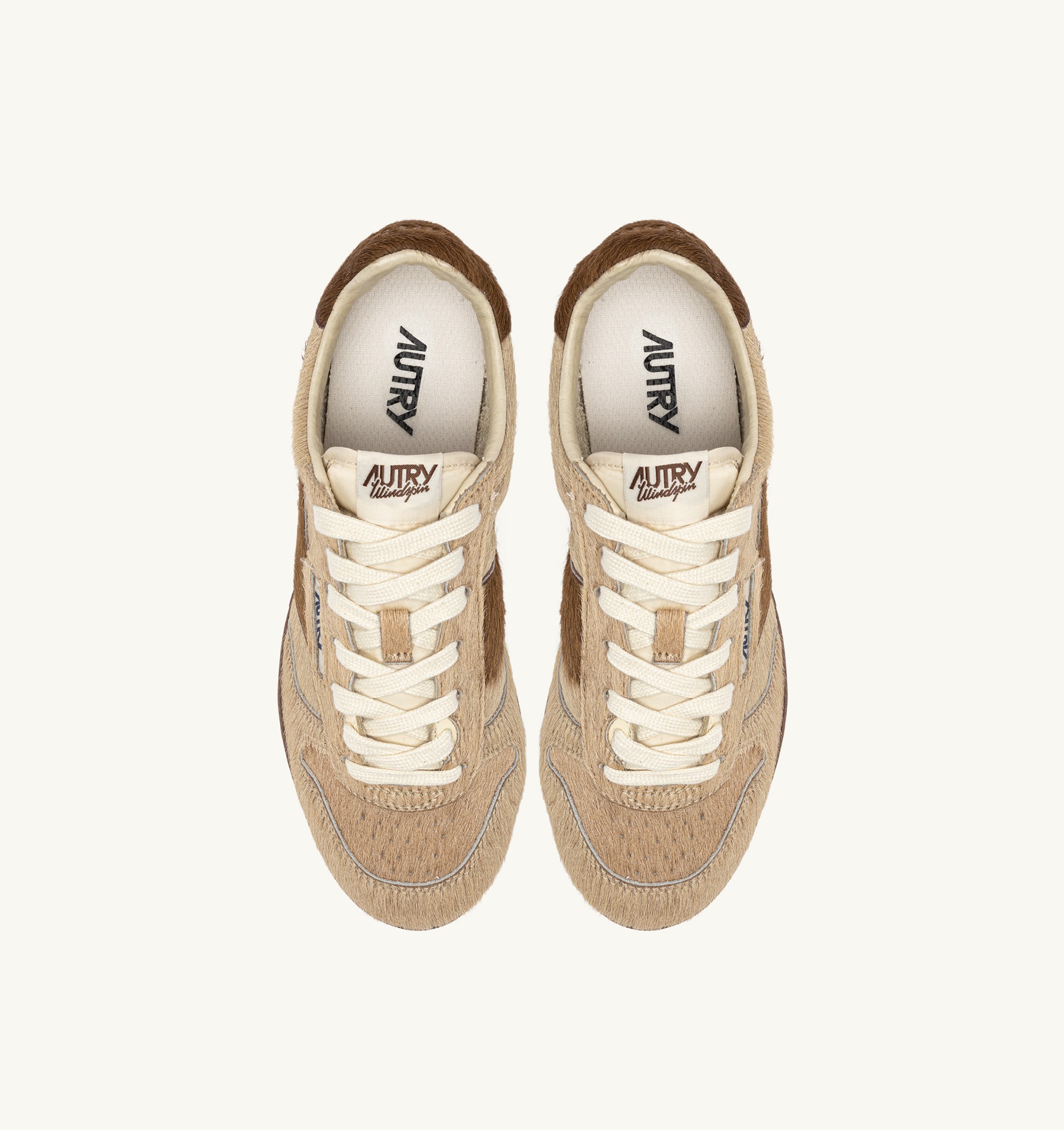 BASKETS WINDSPIN EFFET POULAIN BEIGE ET MARRON