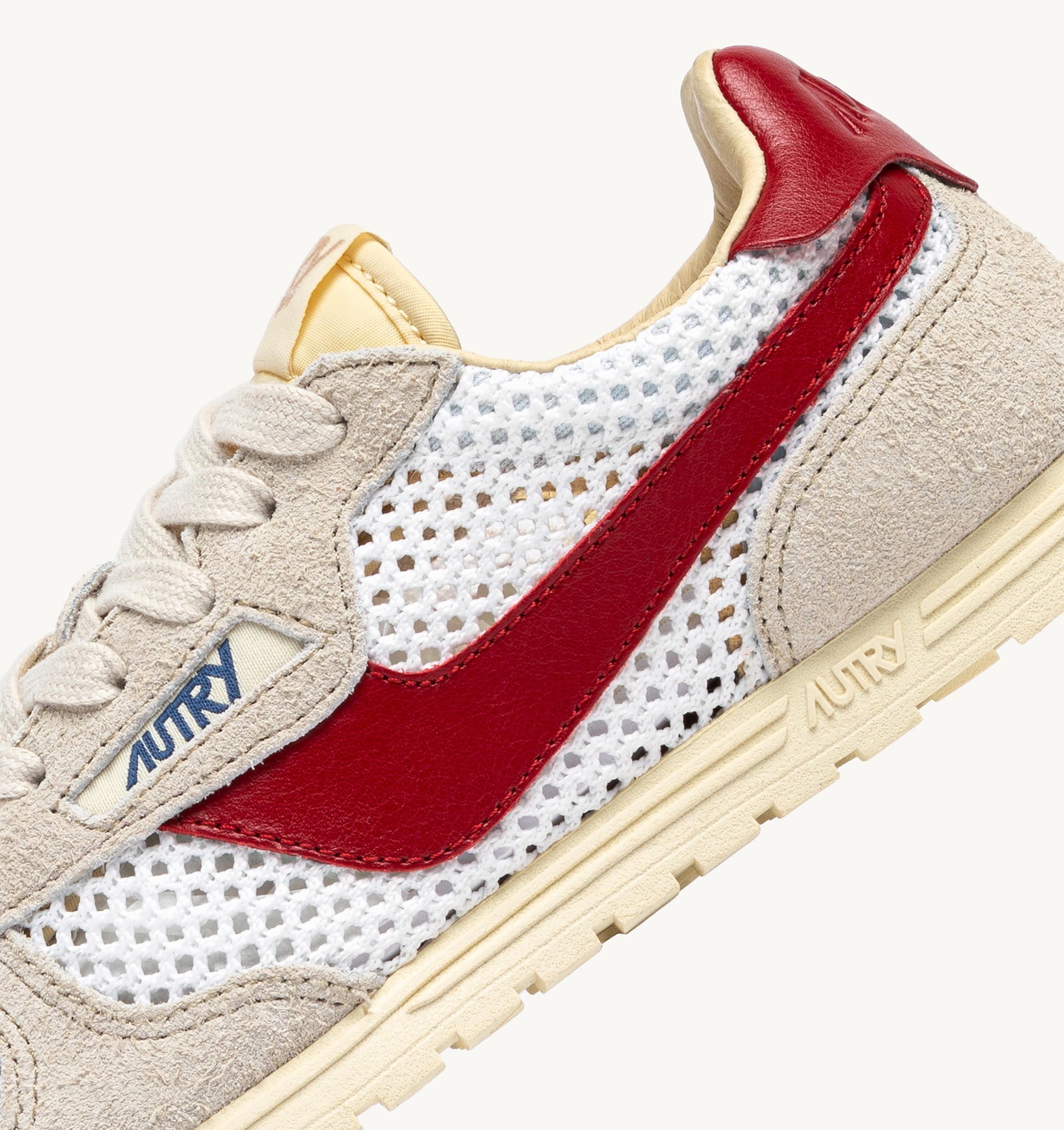 BASKETS WINDSPIN EN MESH ET CUIR BLANC SAND ET ROUGE
