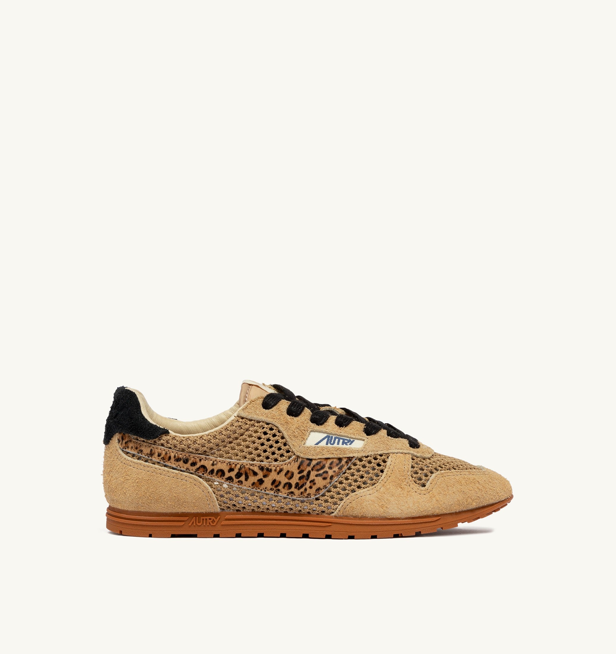 BASKETS WINDSPIN EN MESH ET DAIM TRENCH LEOPARD ET NOIR