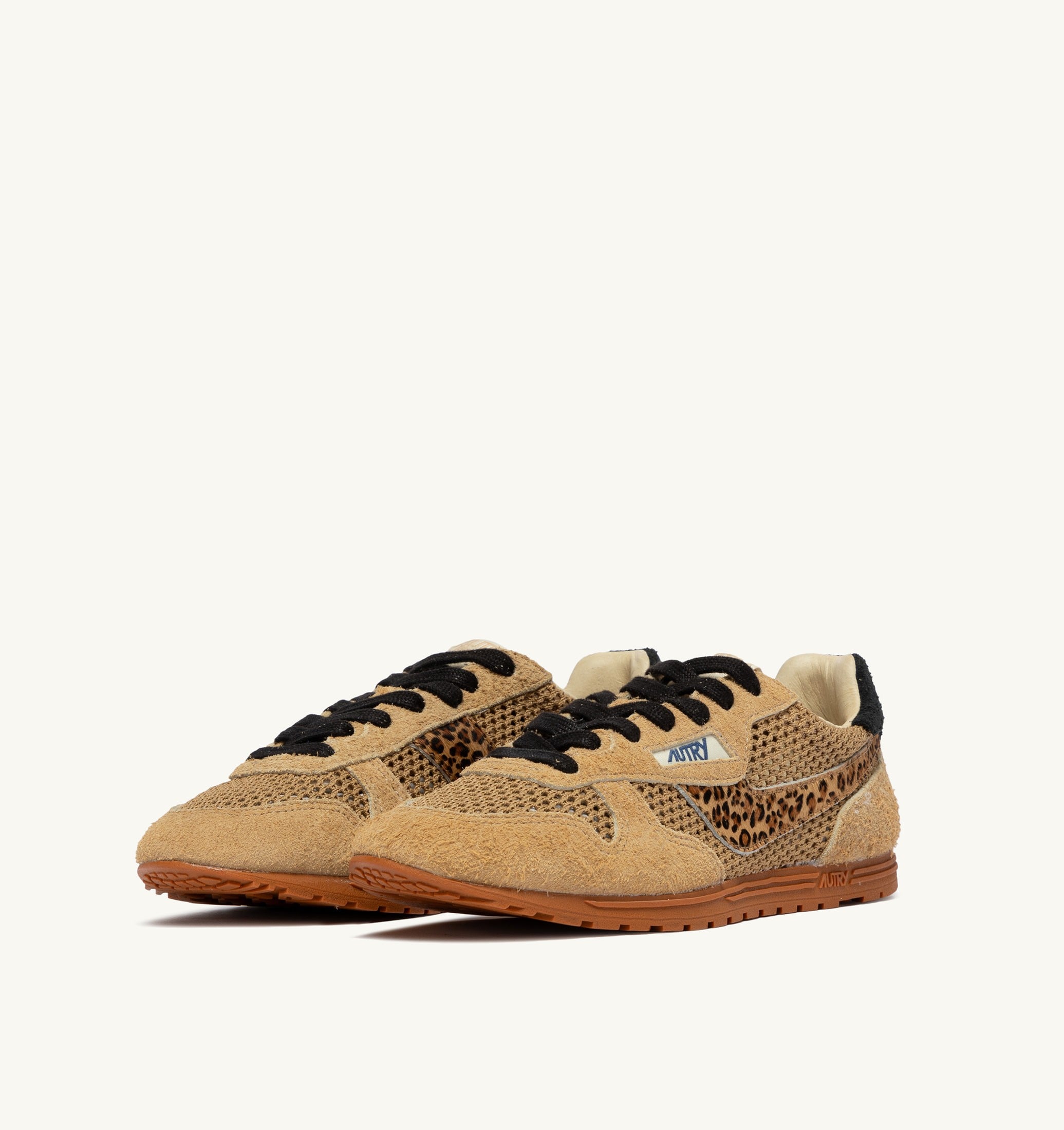 BASKETS WINDSPIN EN MESH ET DAIM TRENCH LEOPARD ET NOIR
