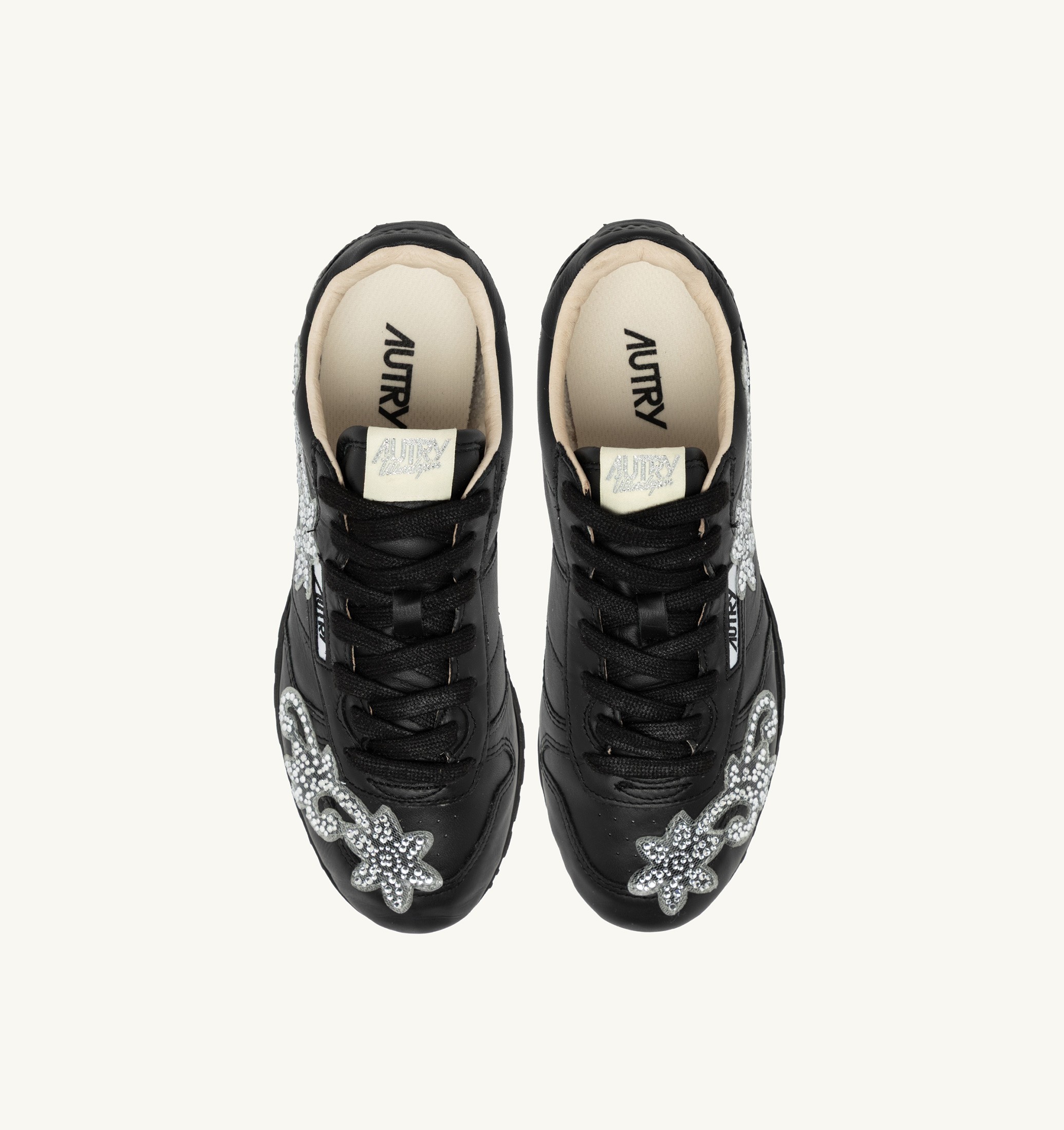 BASKETS WINDSPIN EN CUIR NOIR AVEC APPLICATIONS