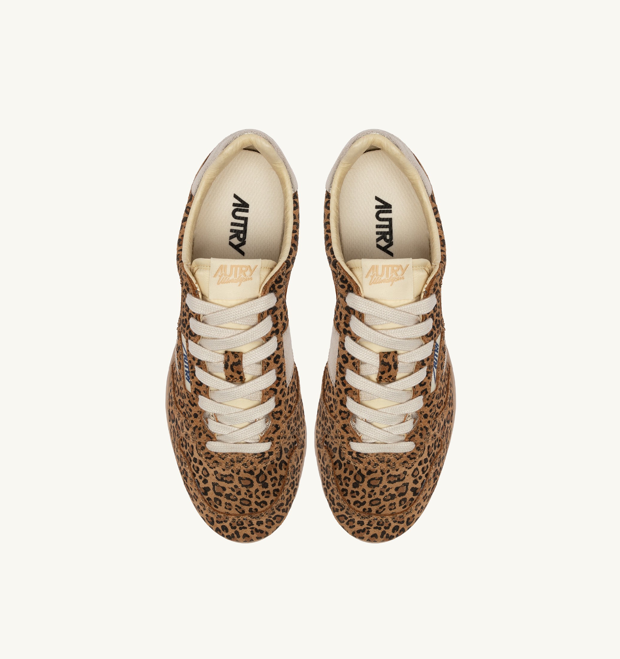 BASKETS WINDSPIN EN DAIM ET CUIR LEOPARD ET PLATINE